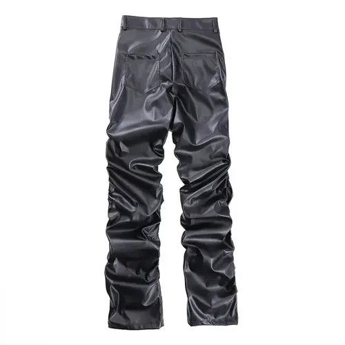 VIBE Loose Ruched Casual Pu Leather Pants Streetwear Punk Rock Size US 31 - 7 Thumbnail