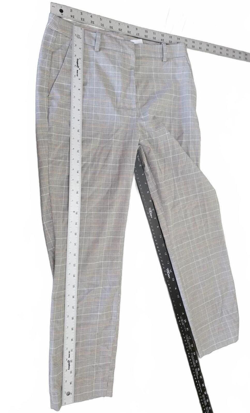 H&M H&M Gray Plaid Dress Pants Size 6 Straight Leg Business Work Size 28" / US 6 / IT 42 - 8 Thumbnail