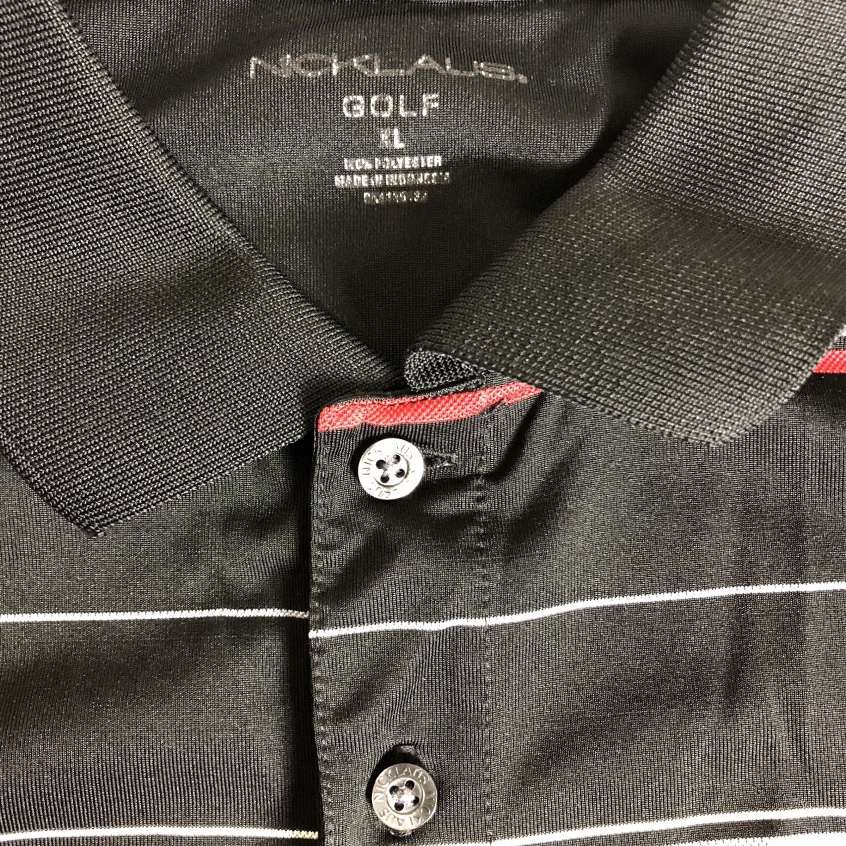 Vintage Nicklaus Golf Performance Mens Polo Shirt Black Red Striped Short Sleeve XL L68 Size US XL / EU 56 / 4 - 4 Thumbnail
