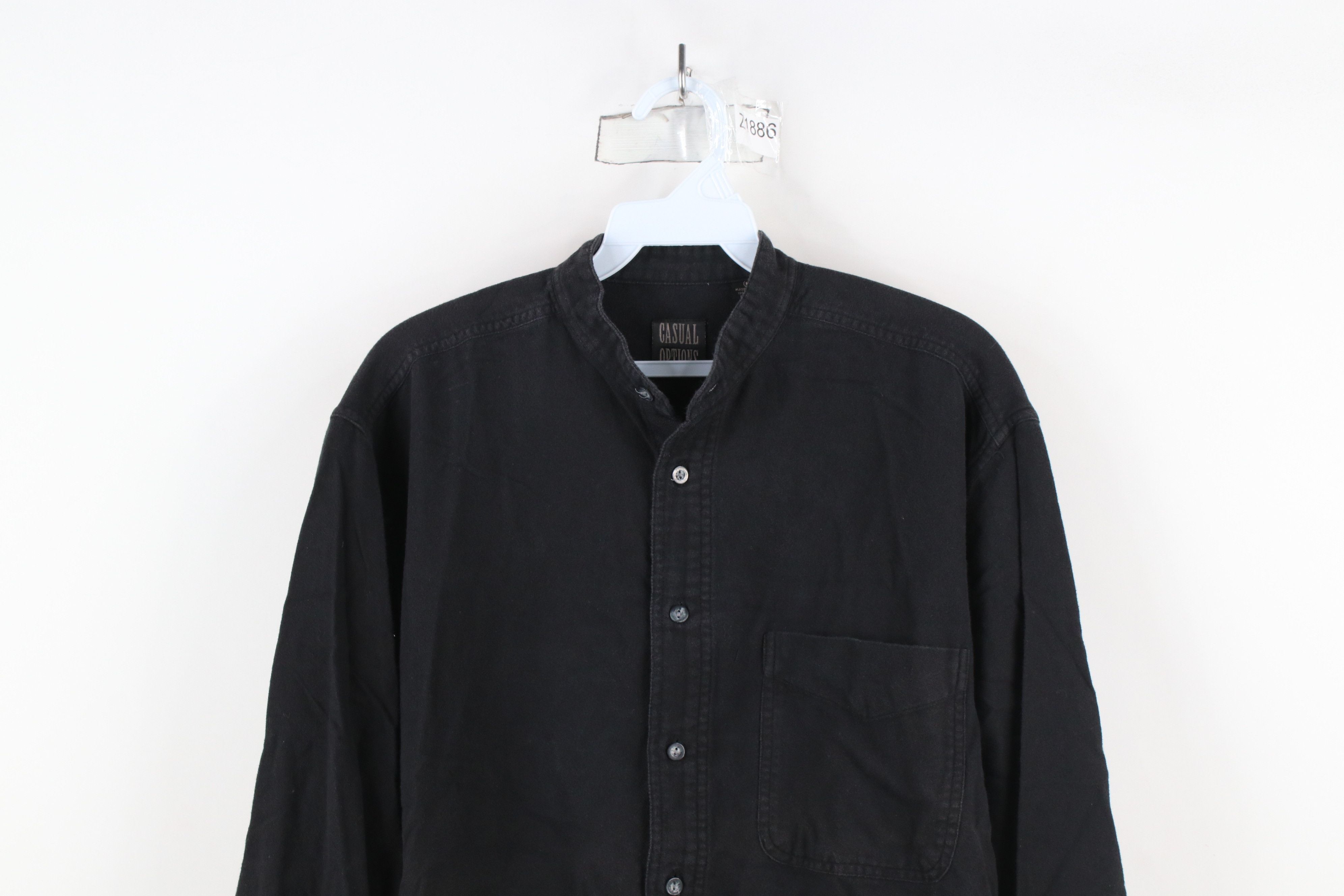 Vintage Vintage 90s Streetwear Flannel Collar Button Shirt Black Size US M / EU 48-50 / 2 - 2 Thumbnail