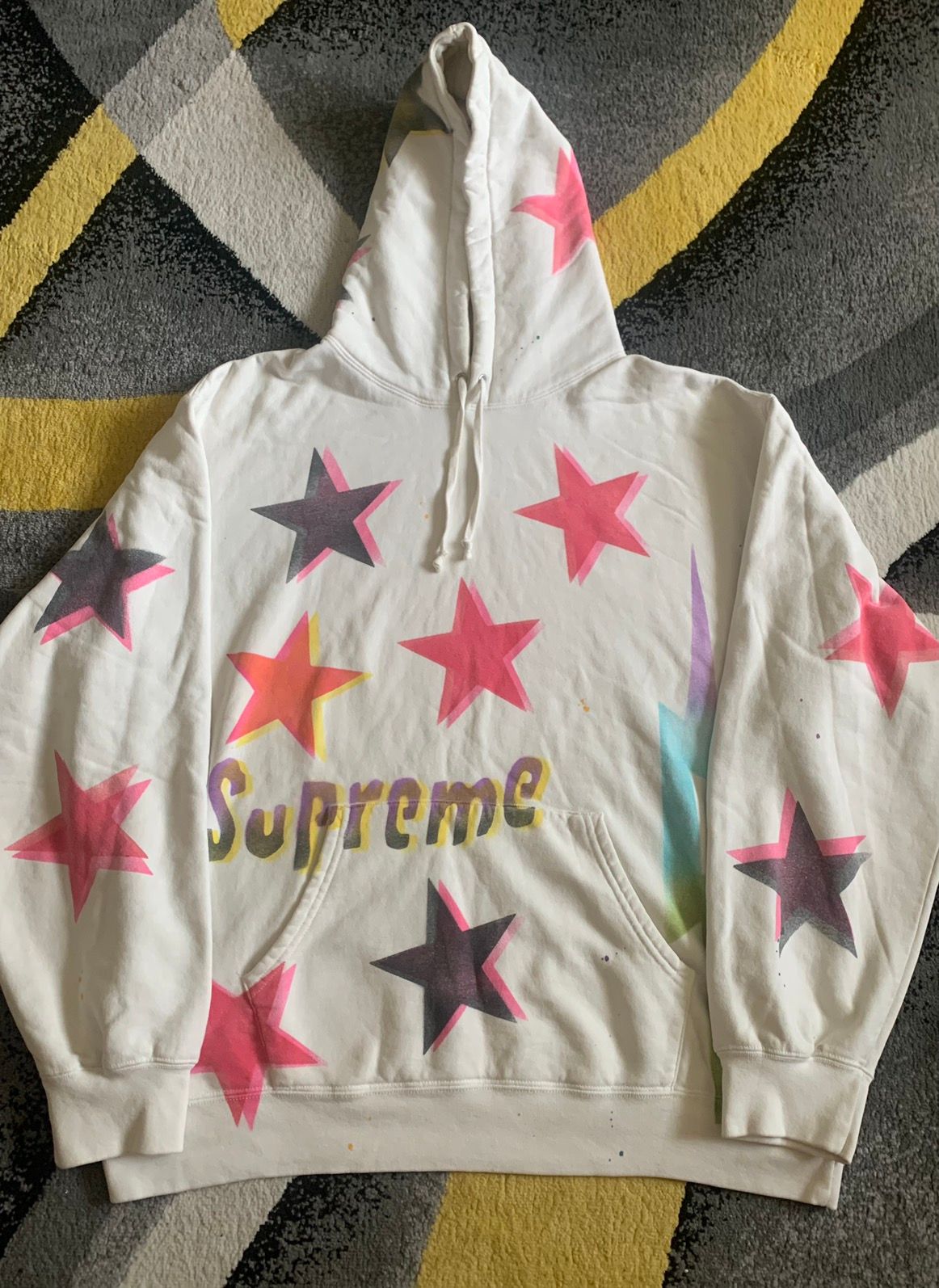 Pre-owned Supreme Mike Gonz Star Paint Hoodie In White