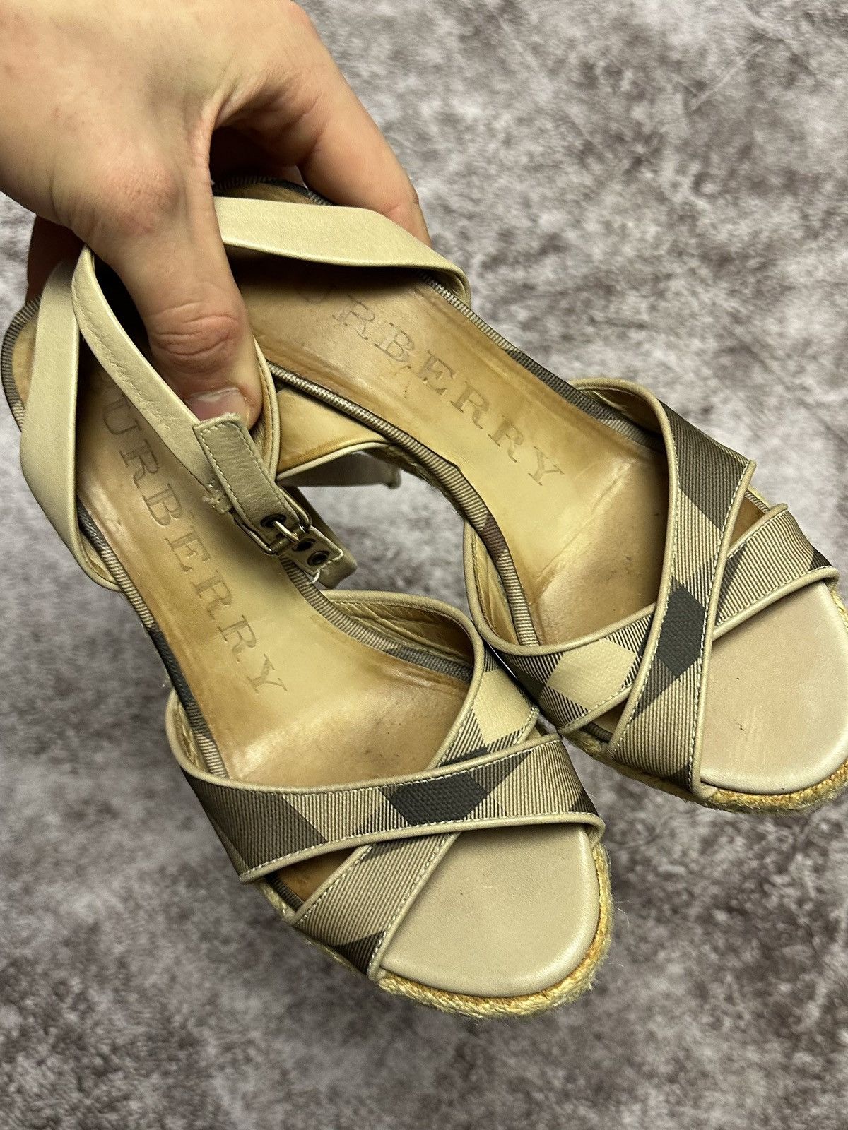 Burberry BURBERRY Espadrille Ankle Strap Sandal Shoe Check 35 Italy Size US 6 / IT 36 - 3 Thumbnail