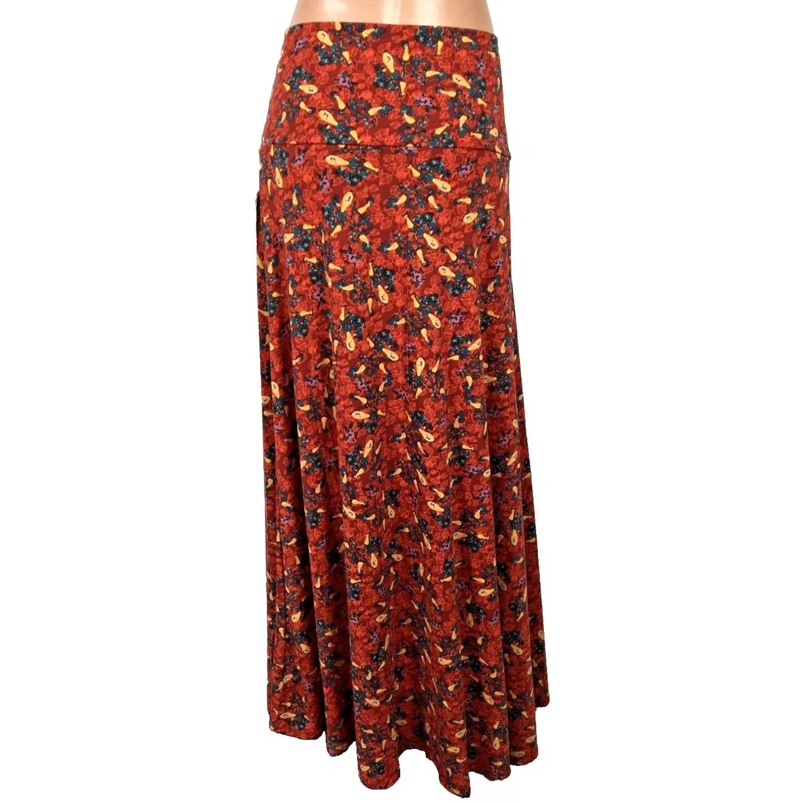 Vintage LuLaRoe Dress Womens XL Maxi Skirt Floral Red Leaves Geometric RARE NEW NWT Size 40" / US 18 - 2 Thumbnail