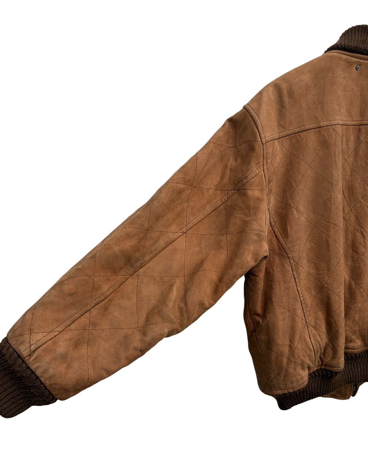 Japanese Brand Vintage Men’s Ba-Tsu Brown Quilted Leather Bomber Jacket Size US M / EU 48-50 / 2 - 10 Thumbnail