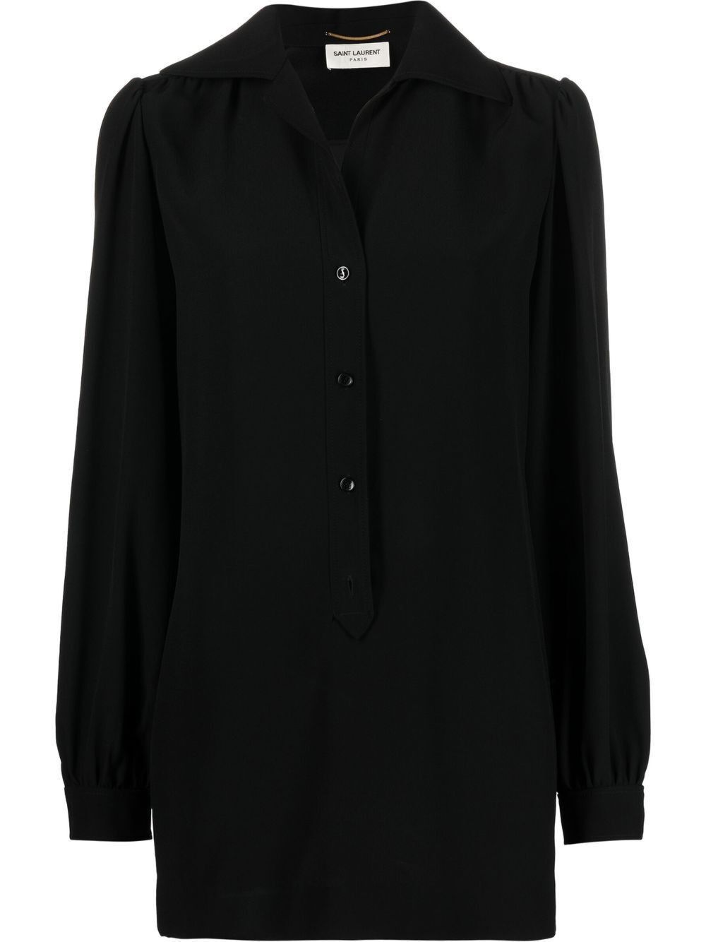Saint Laurent Paris o1s1wg110924 Shirt Dress in Black Size XS / US 0-2 / IT 36-38 - 1 Thumbnail