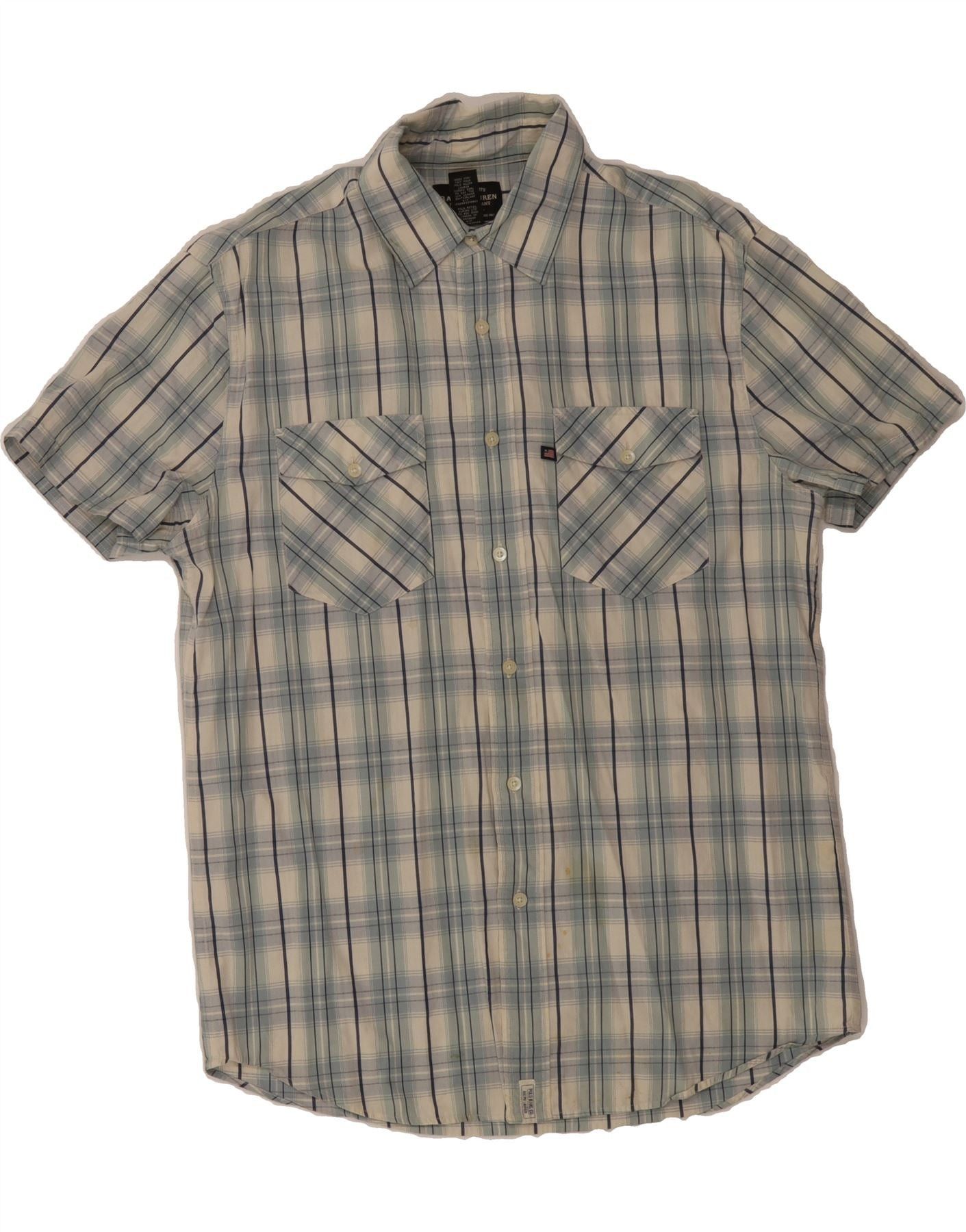 Ralph Lauren Mens Short Sleeve Shirt Medium Blue Check Cotton Size US M / EU 48-50 / 2 - 1 Thumbnail