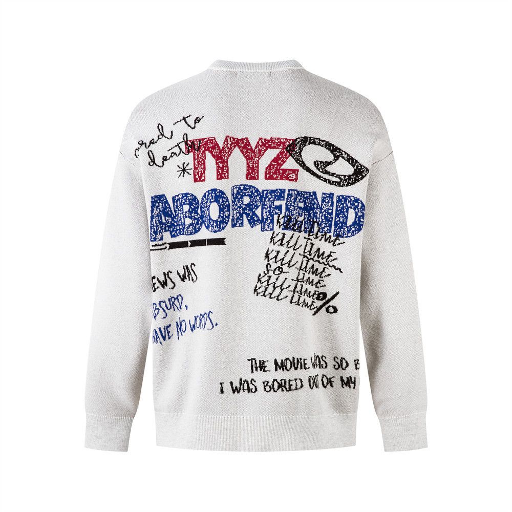 Vintage Men's loose graffiti lettering crew neck casual sweater Size US L / EU 52-54 / 3 - 2 Thumbnail