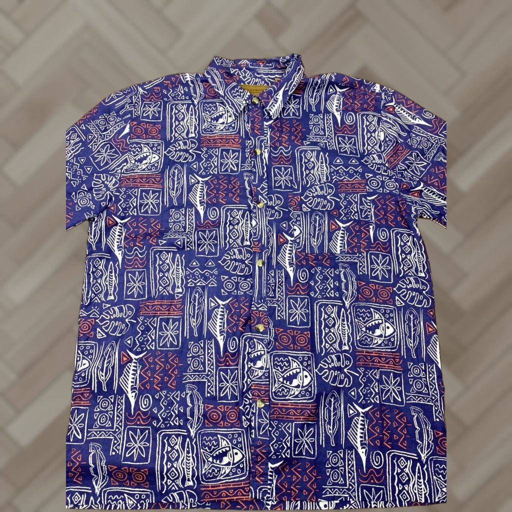 Vintage VINTAGE ClearWater Hawaiian Button-Down Shirt XL Men Blue Island Button-Up Short Sleeve Bill Swordfish Cap Collared 2257 Size US XL / EU 56 / 4 - 1 Thumbnail