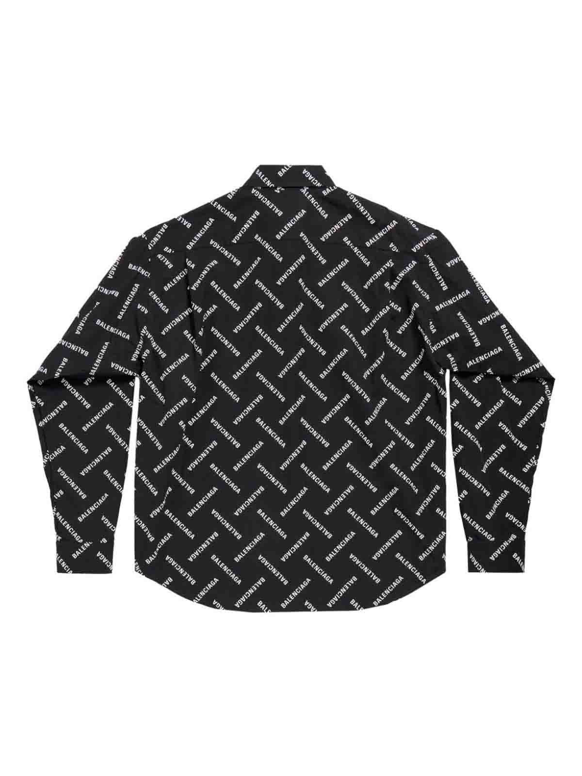 Balenciaga o1s1rm0925 Bal Diagonal Allover Shirt Large Fit Black/White Size US S / EU 44-46 / 1 - 2 Thumbnail