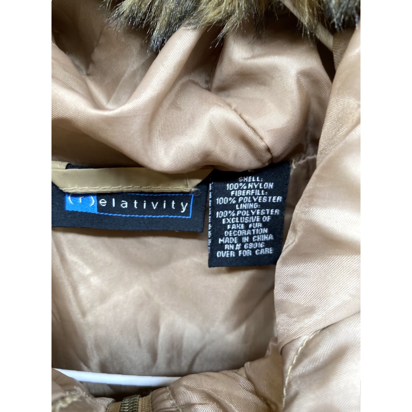 Vintage Relativity Women's Vest Nylon Beige Full Zip Faux Fur Hood L Size Size L / US 10 / IT 46 - 3 Thumbnail