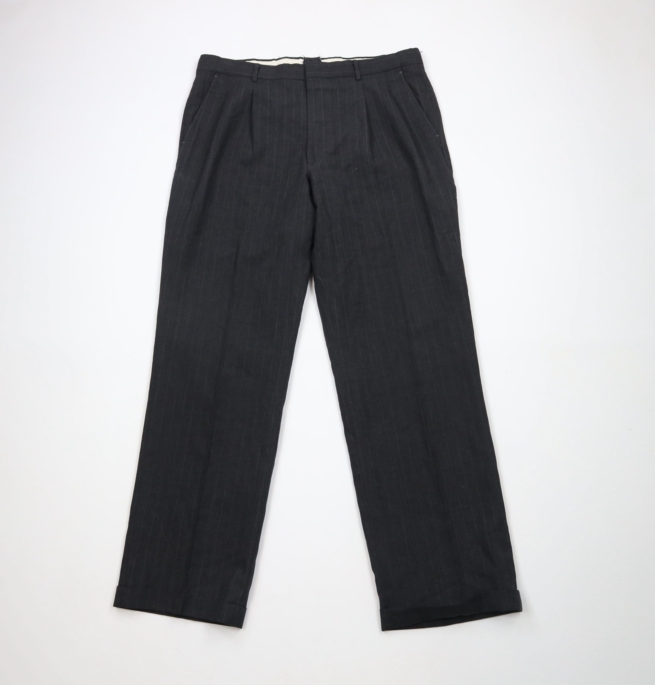 Vintage Vintage 70s Streetwear Pleated Cuffed Wide Leg Chino Pants Size US 36 / EU 52 - 1 Thumbnail