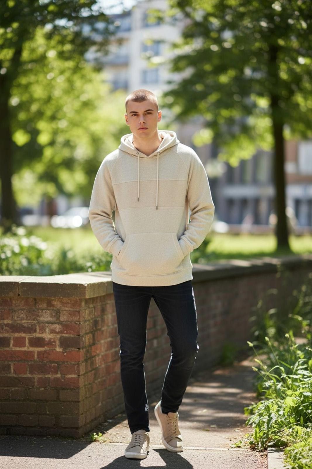 BKE BKE Men's Beige Hoodie with Kangaroo Pocket Size US L / EU 52-54 / 3 - 1 Thumbnail