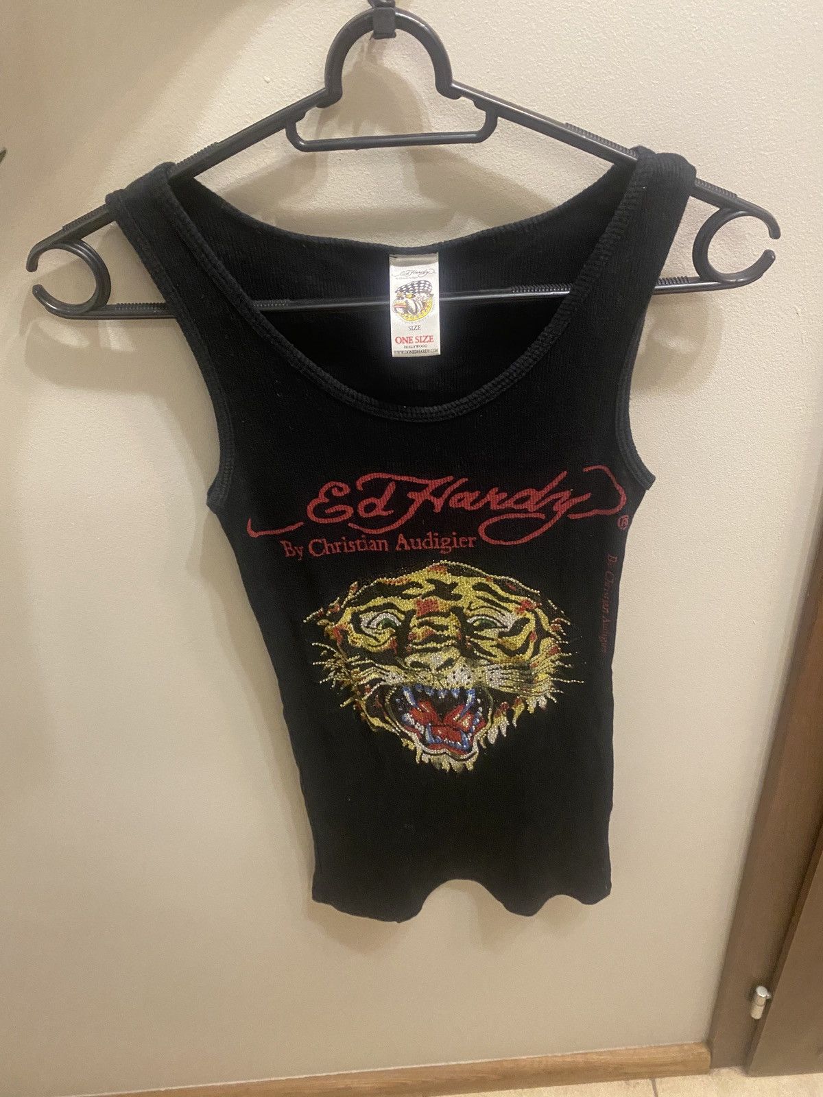 image of Ed Hardy Drip Big Logo Tank Top One Size in Black, Women's