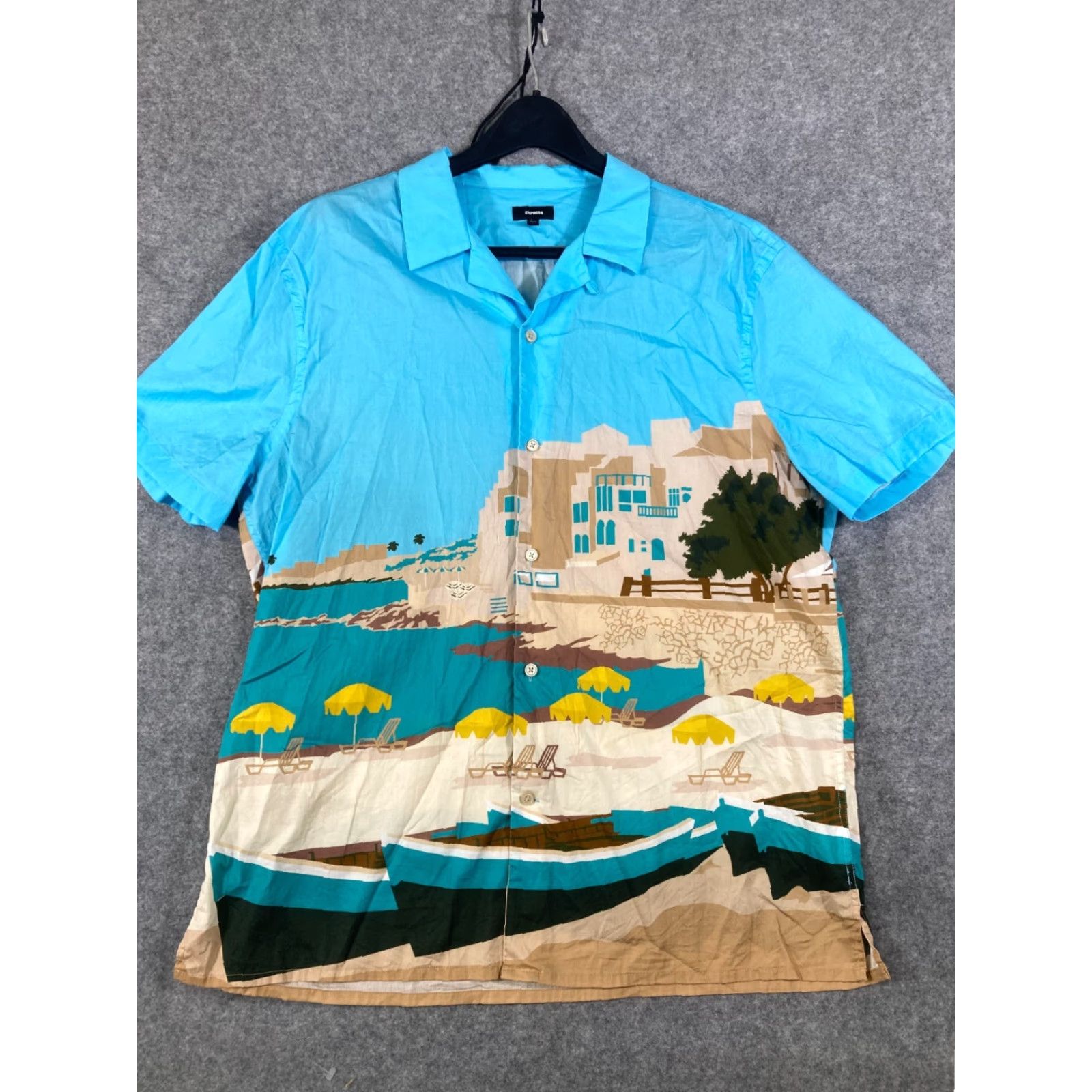Express **Hawaiian Express Mens Blue Graphic Stretch Button-Up Shirt L** User: **Express Hawaiian Mens Blue Graphic Stretch Button-Up Shirt L** Size US L / EU 52-54 / 3 - 3 Thumbnail