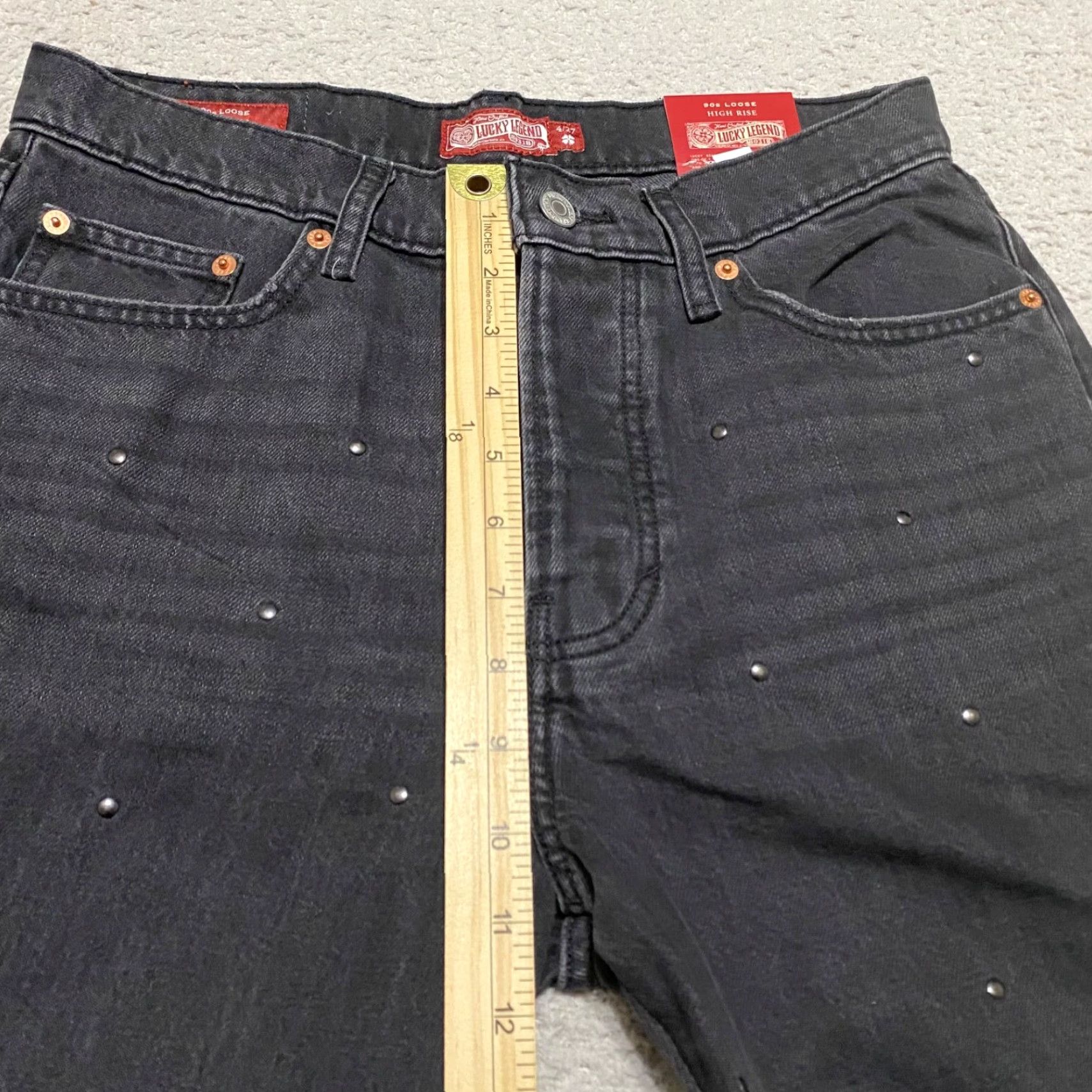 Lucky Brand NWT Lucky Brand Jeans Womens 27 Faded Black Denim 90s High Rise Straight Size 27" / US 4 / IT 40 - 4 Thumbnail