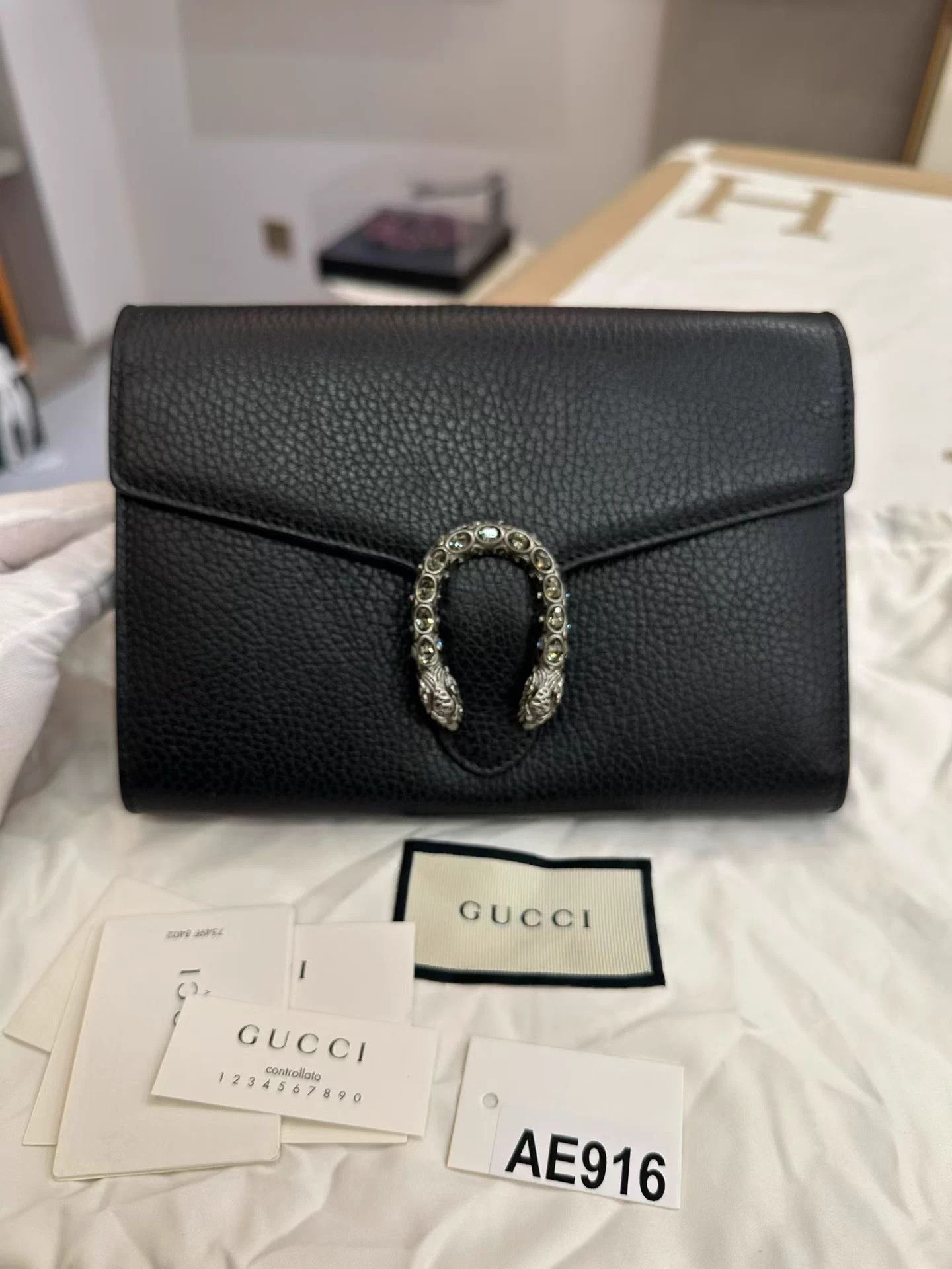 Gucci Gucci Dionysus WOC Black Crystal Buckle Leather Bag Size ONE SIZE - 3 Thumbnail