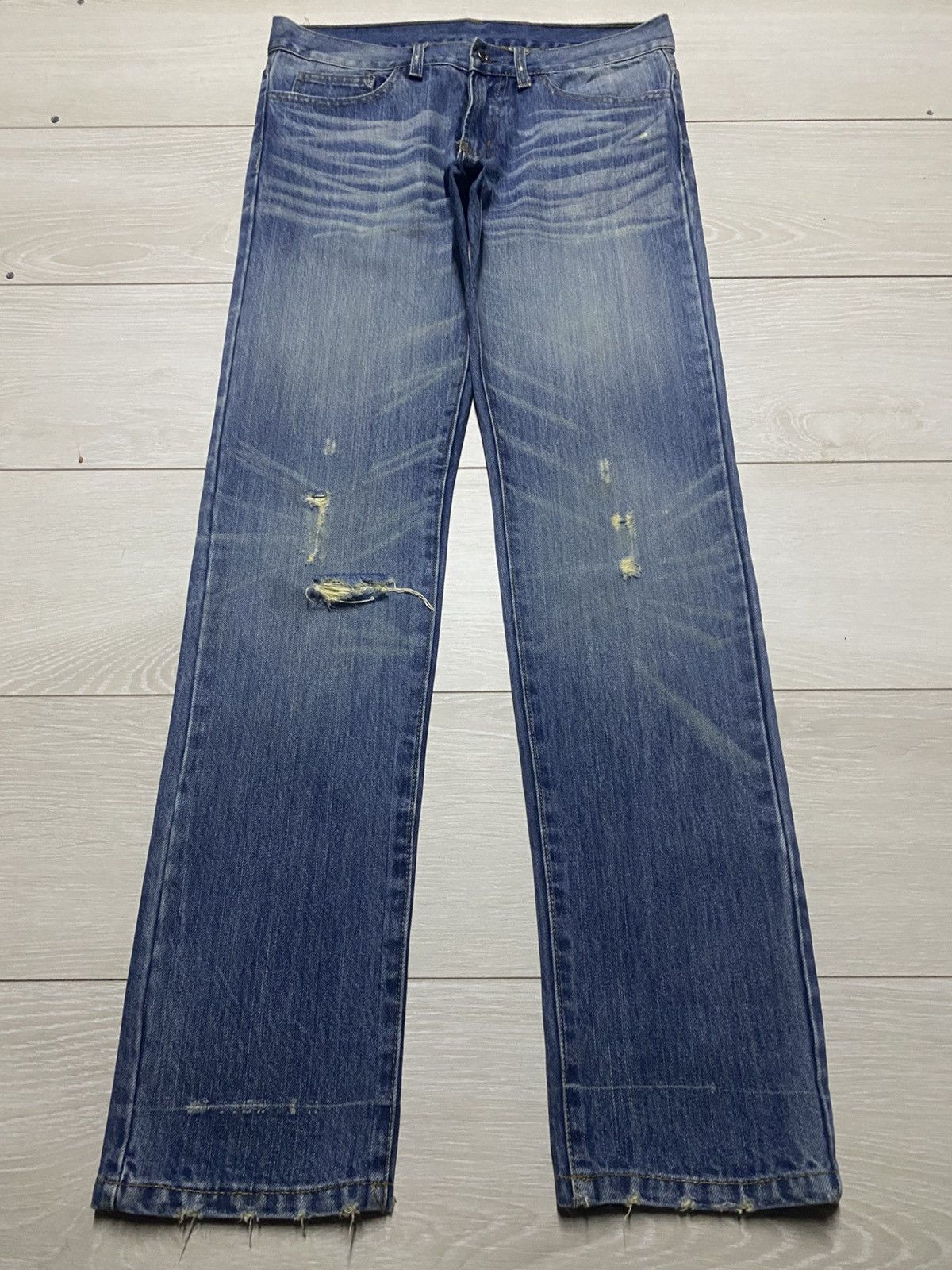Japanese Brand Vintage Japanese Brand Whisker Distressed Skinny Jeans Size US 32 / EU 48 - 2 Thumbnail