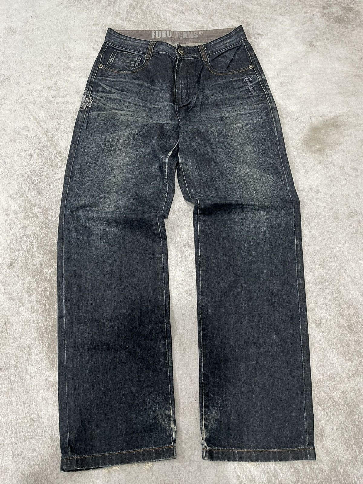 Le Grande Bleu (L.G.B.) 2000s Destroy Fubu poem jnco baggy denim y2k style Size US 30 / EU 46 - 1 Thumbnail