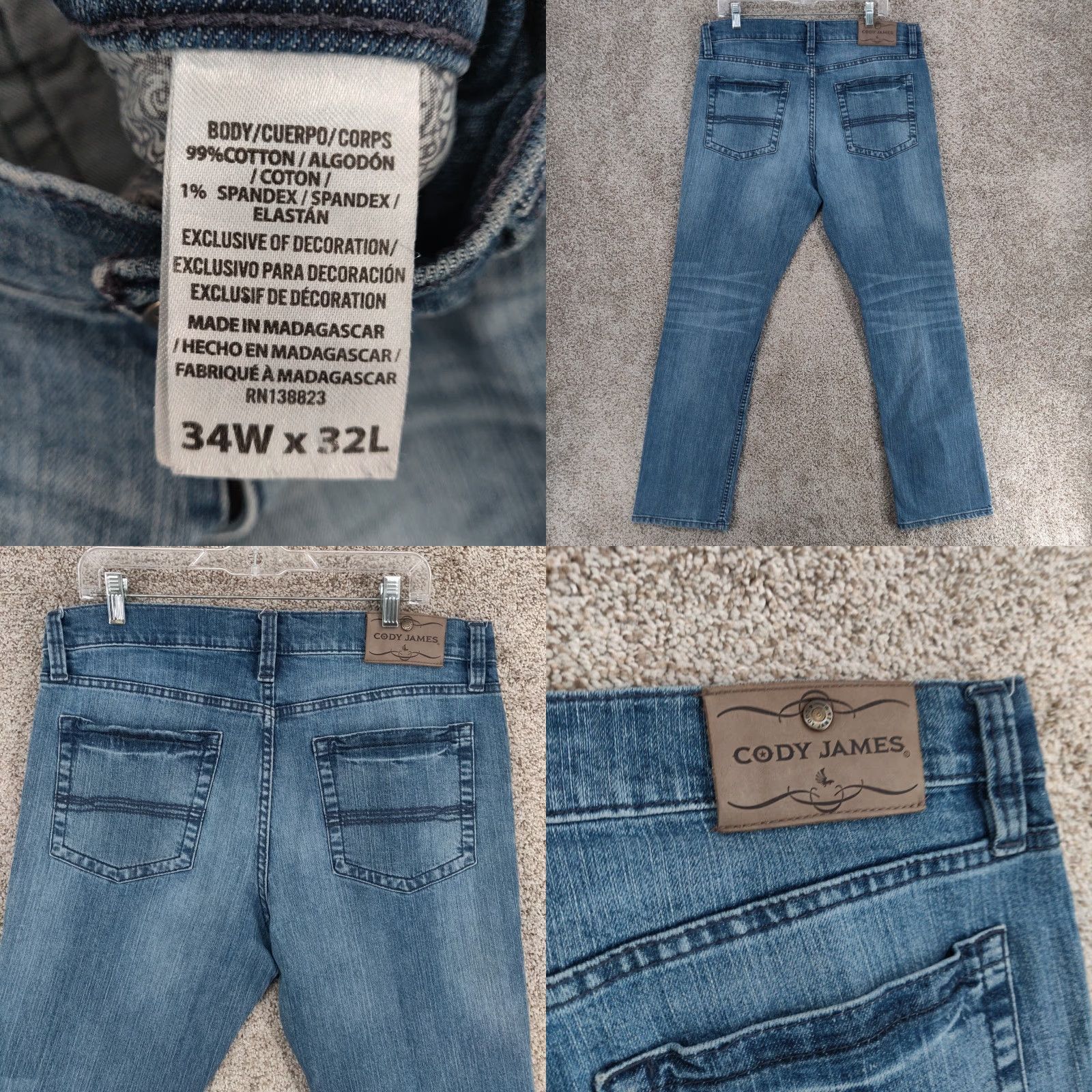 Cody James Cody James Jeans Mens 34x32 Blue Stretch Denim Work Cowboy Western Regular Fit 5-Pocket Size US 34 / EU 50 - 9 Thumbnail