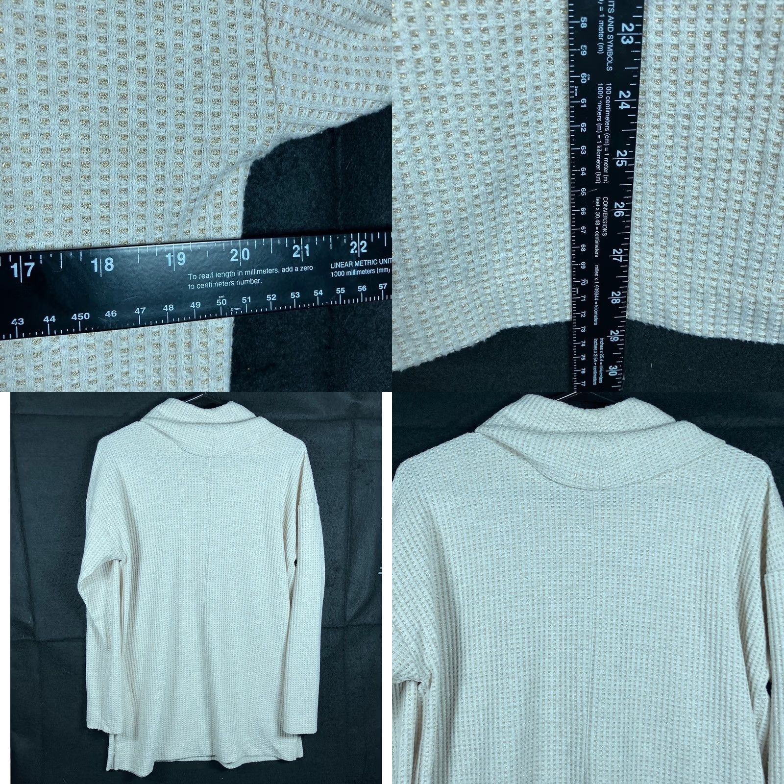 Loft VINTAGE Loft Womens Sweater Tan Shimmer Waffle Cowl Neck Pullover Tunic Small Size S / US 4 / IT 40 - 8 Thumbnail