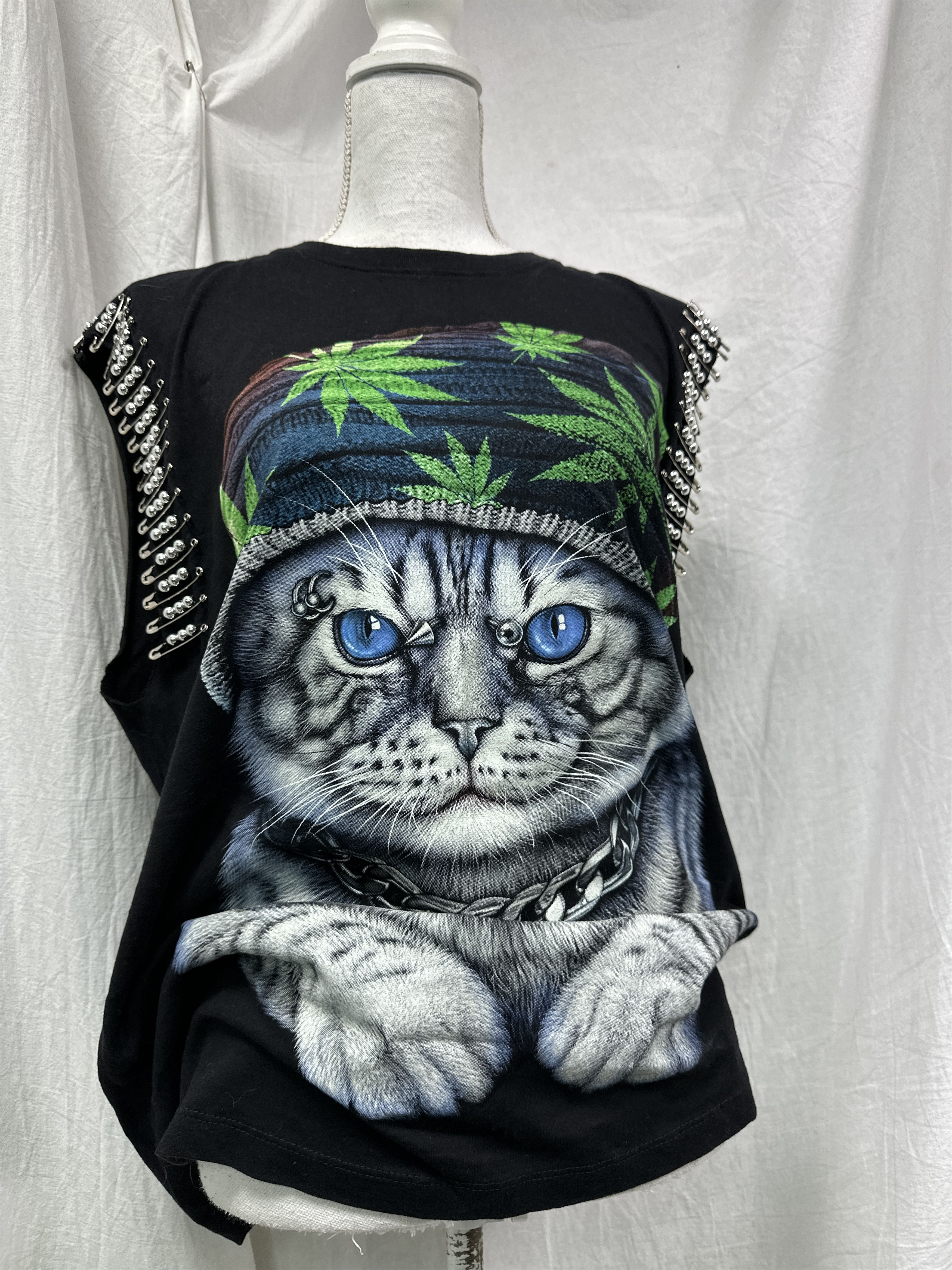 Vintage Vintage Grunge Cat Punk Printed Tank Top Y2K Size US L / EU 52-54 / 3 - 8 Thumbnail