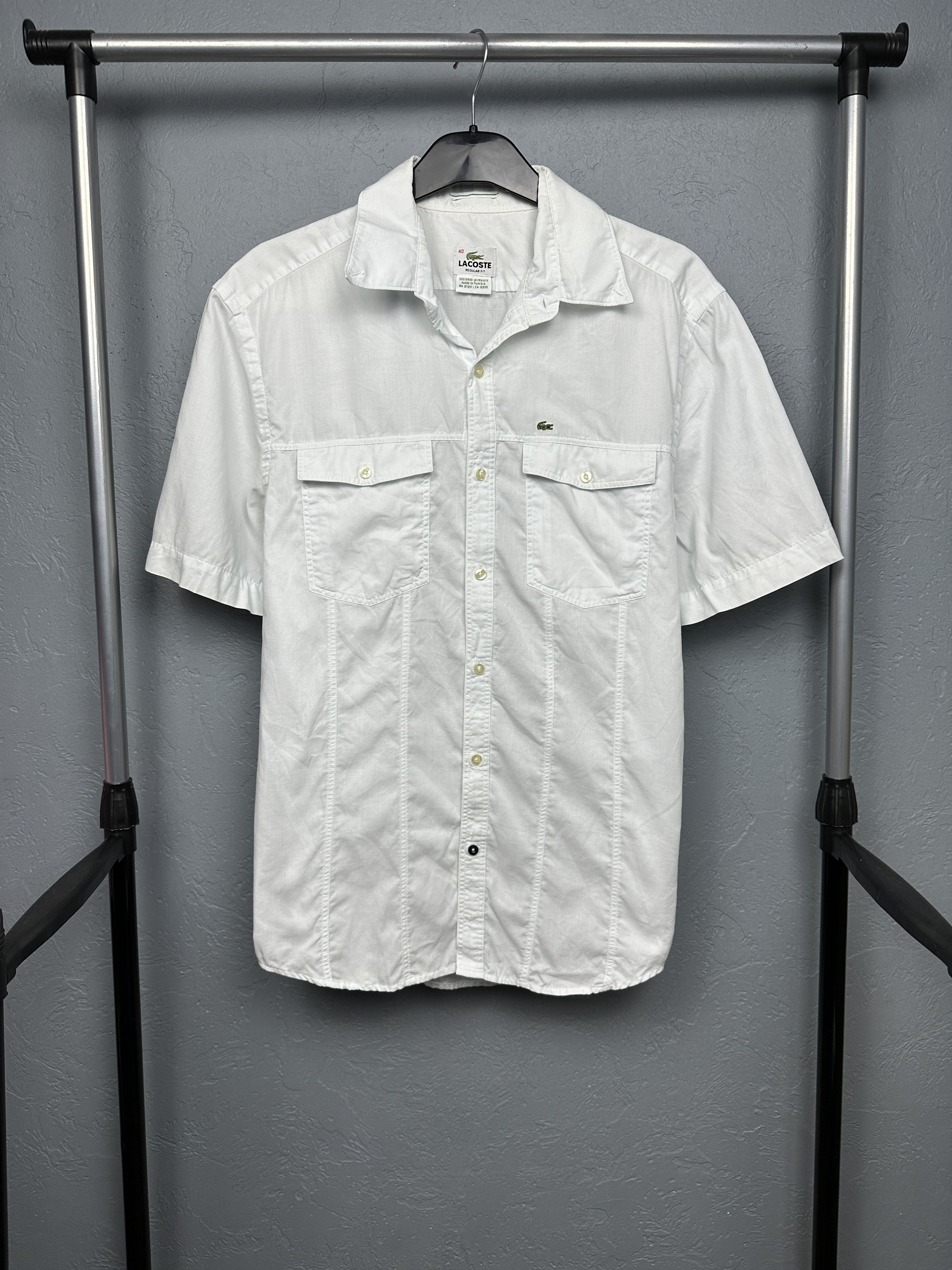 Lacoste × Vintage Lacoste Vintage Short Sleeve White Shirt Size US L / EU 52-54 / 3 - 1 Thumbnail