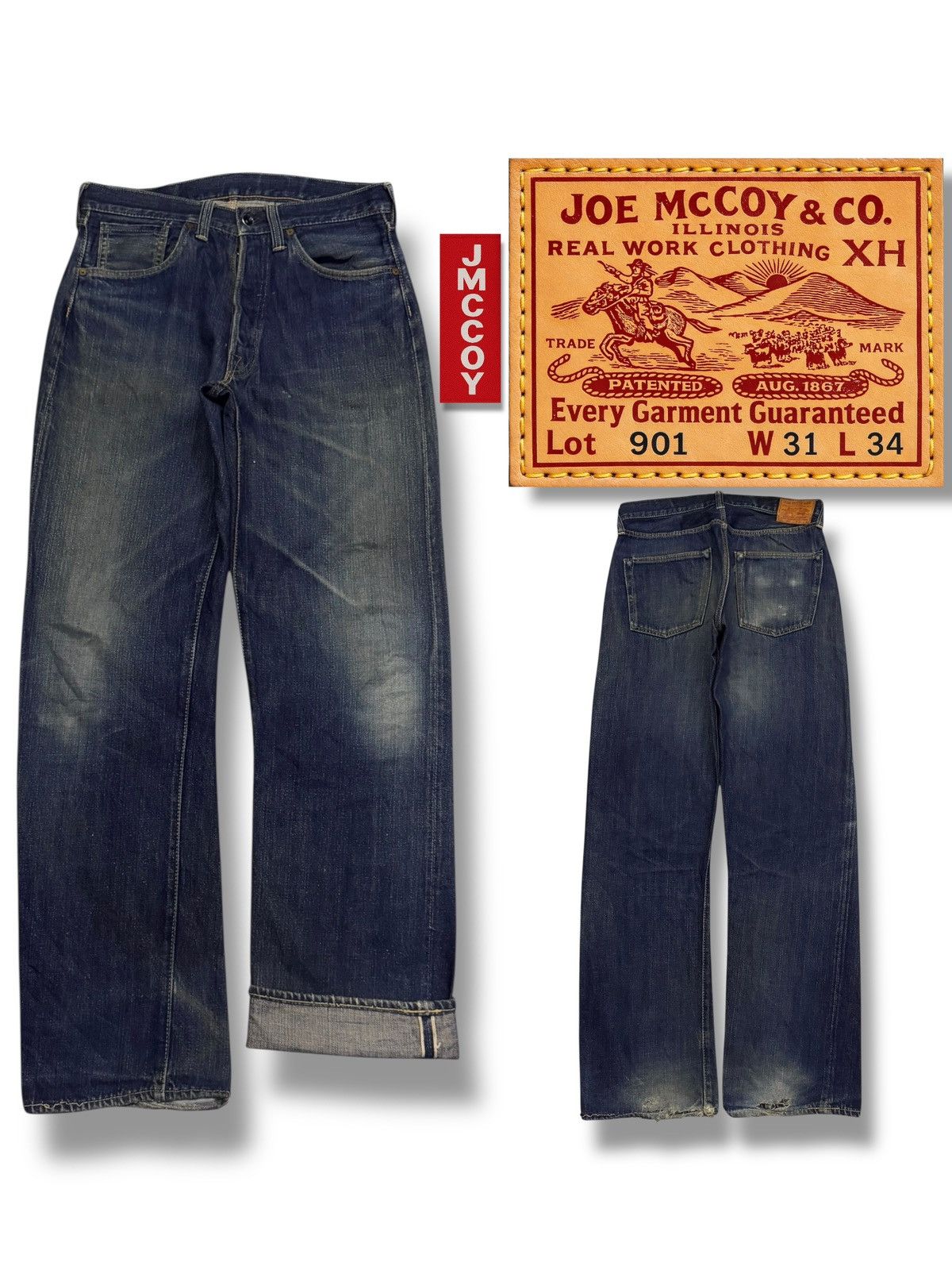The Real McCoy's Vintage 00s Joe McCoys & Co Lot 901 Selvedge Denim Japan W31 Size US 31 - 1 Thumbnail