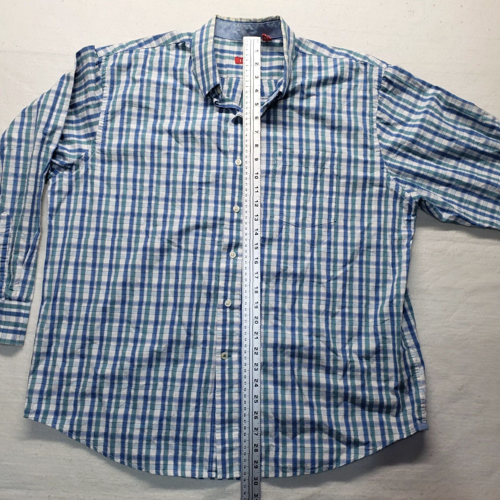 Izod IZOD Shirt Plaid Long Sleeve Button-Up Adult XL Blue Cotton Mens Size US XL / EU 56 / 4 - 7 Thumbnail