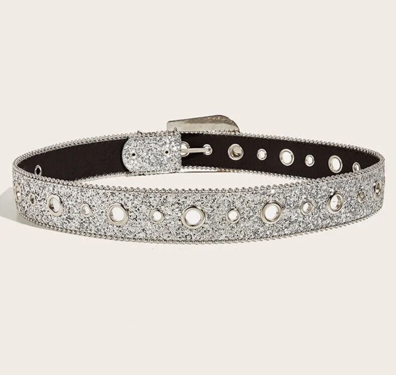 Leather Rhinestone PU Leather Belt Size ONE SIZE - 2 Thumbnail