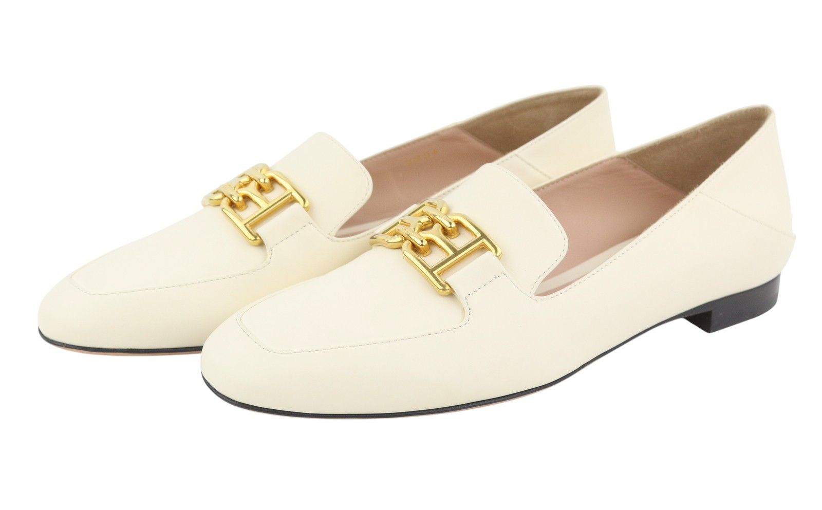 Bally ELLAH EU36.5 Milky Leather Gold Detail Loafers 88410 Size US 5.5 / IT 35.5 - 4 Thumbnail