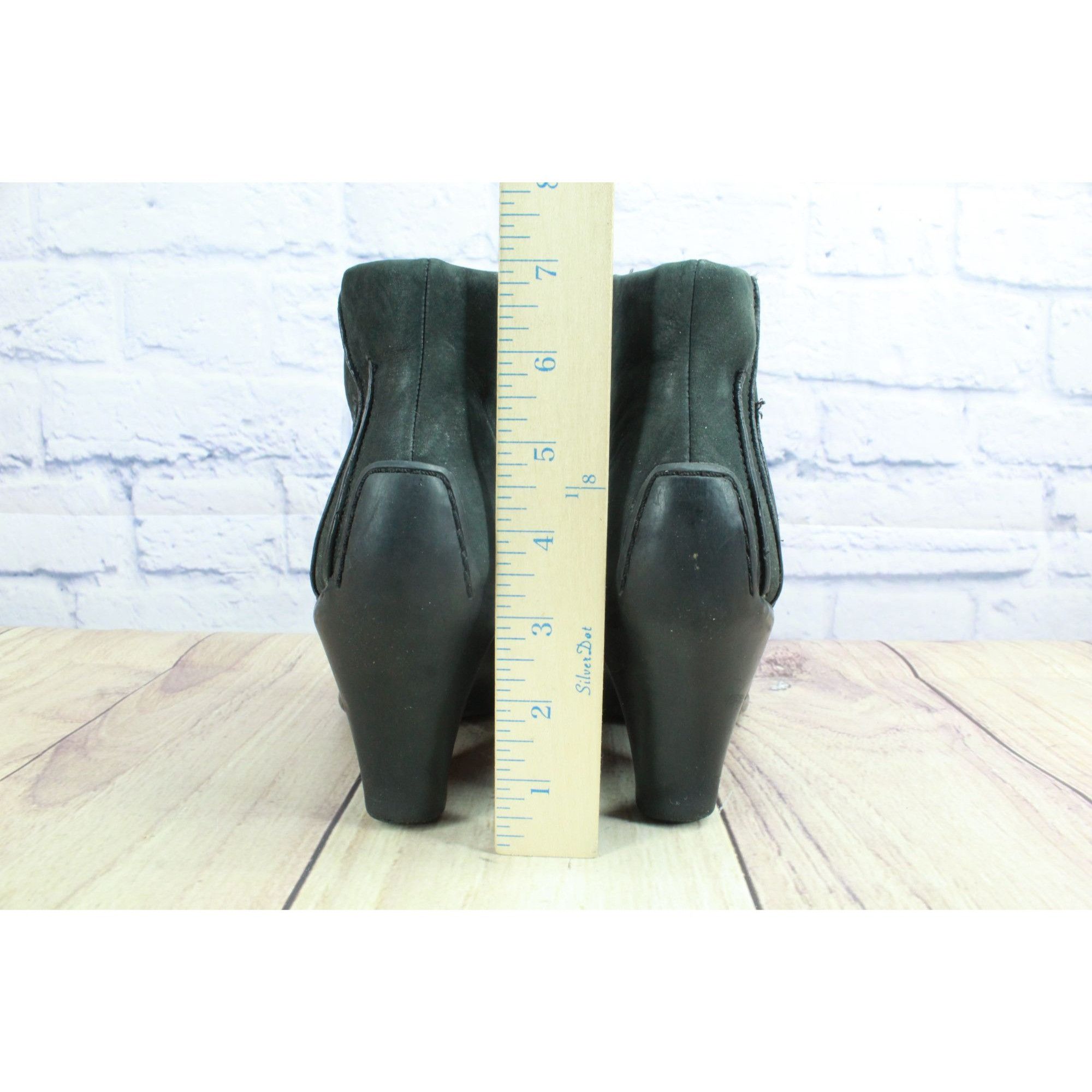 Timberland Timberland Black Leather Side Zip Wedge Heel Ankle Boots Size US 9.5 / IT 39.5 - 5 Thumbnail