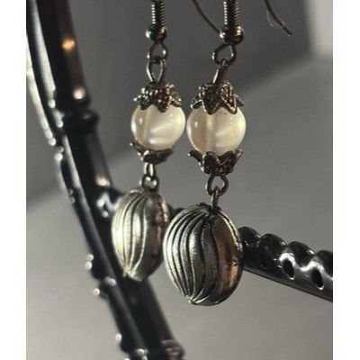 The Unbranded Brand A66 Silver Tone Swirl Bead Dangle Earrings with Frosted bead Size ONE SIZE - 1 Thumbnail