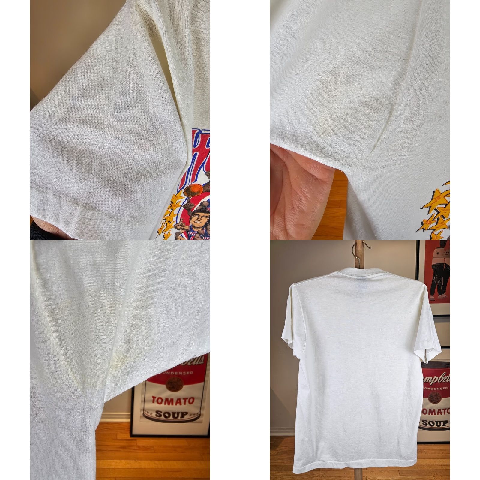 Vintage VINTAGE DETROIT PISTONS WORLD CHAMPS NBA BASKETBALL T-SHIRT SZ LARGE Shirt Mens Size L White Cotton 1989 90s Mens Size US L / EU 52-54 / 3 - 8 Thumbnail