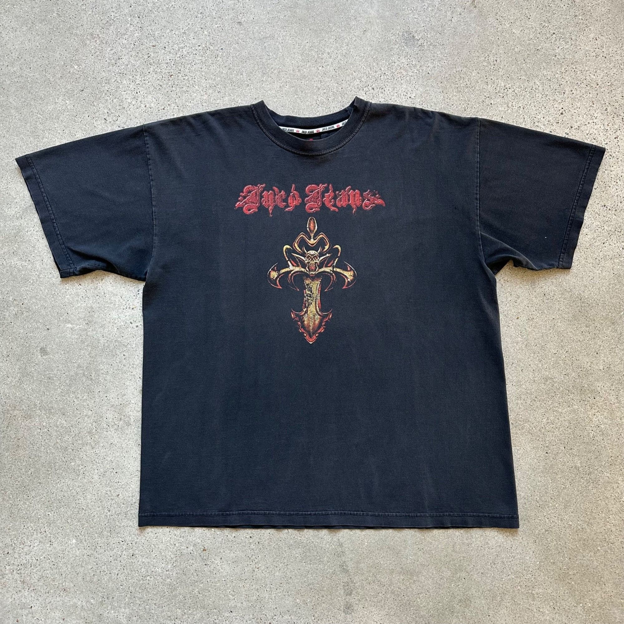 image of Jnco Jeans Cross Faded Shirt in Faded Black, Men's (Size XL)