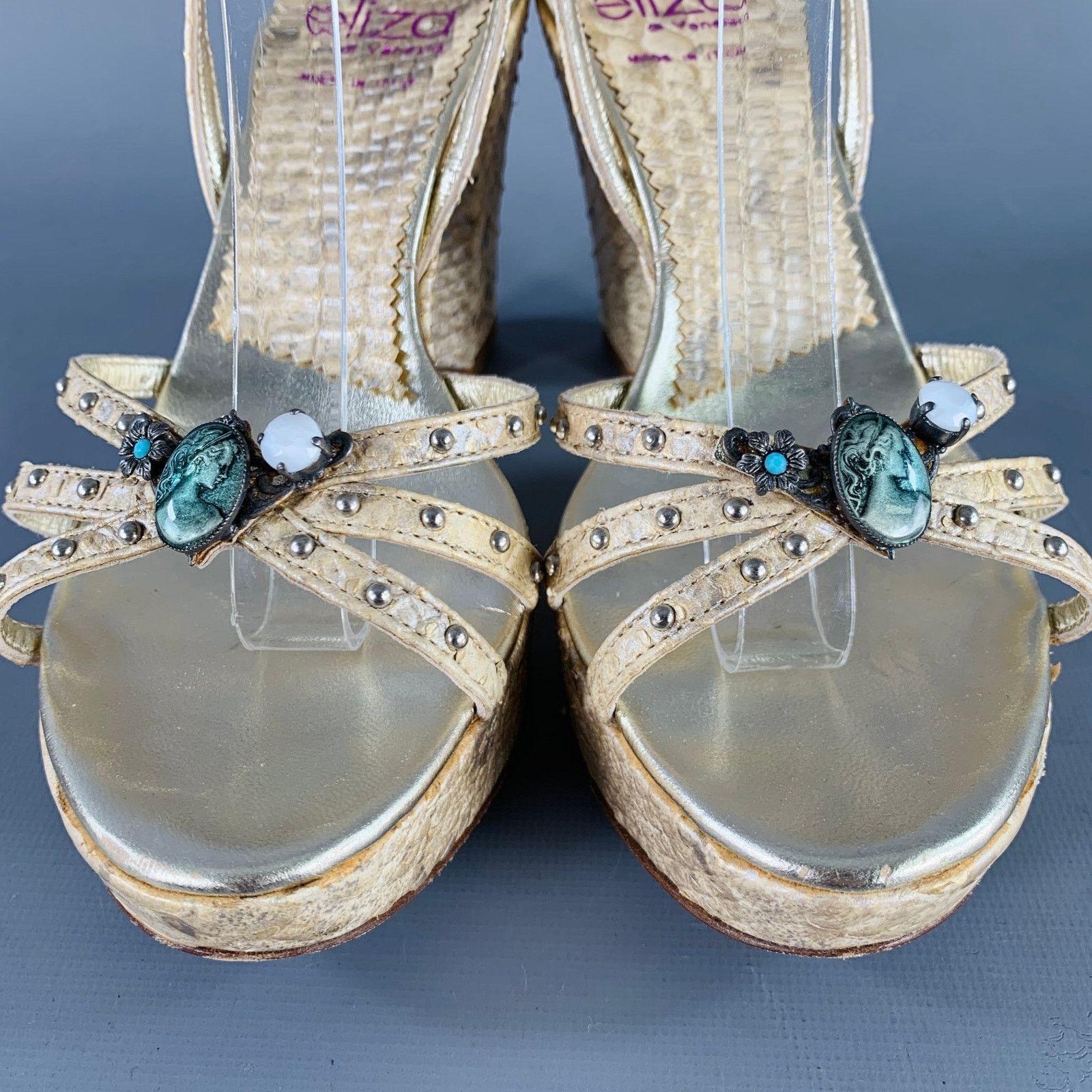 Other ELIZA Size 6 Beige Leather Embellishment Platform Sandals Size US 6 / IT 36 - 4 Thumbnail