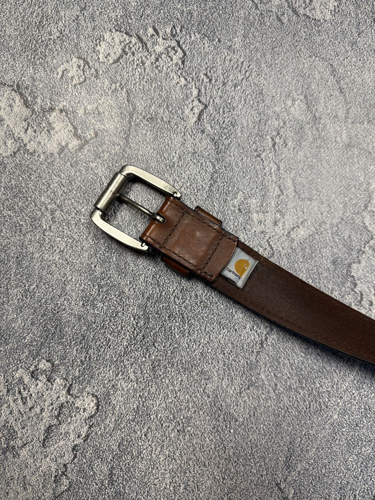 Carhartt Vintage Y2k Carhartt Leather Belt Brown Size 38 - 9 Thumbnail