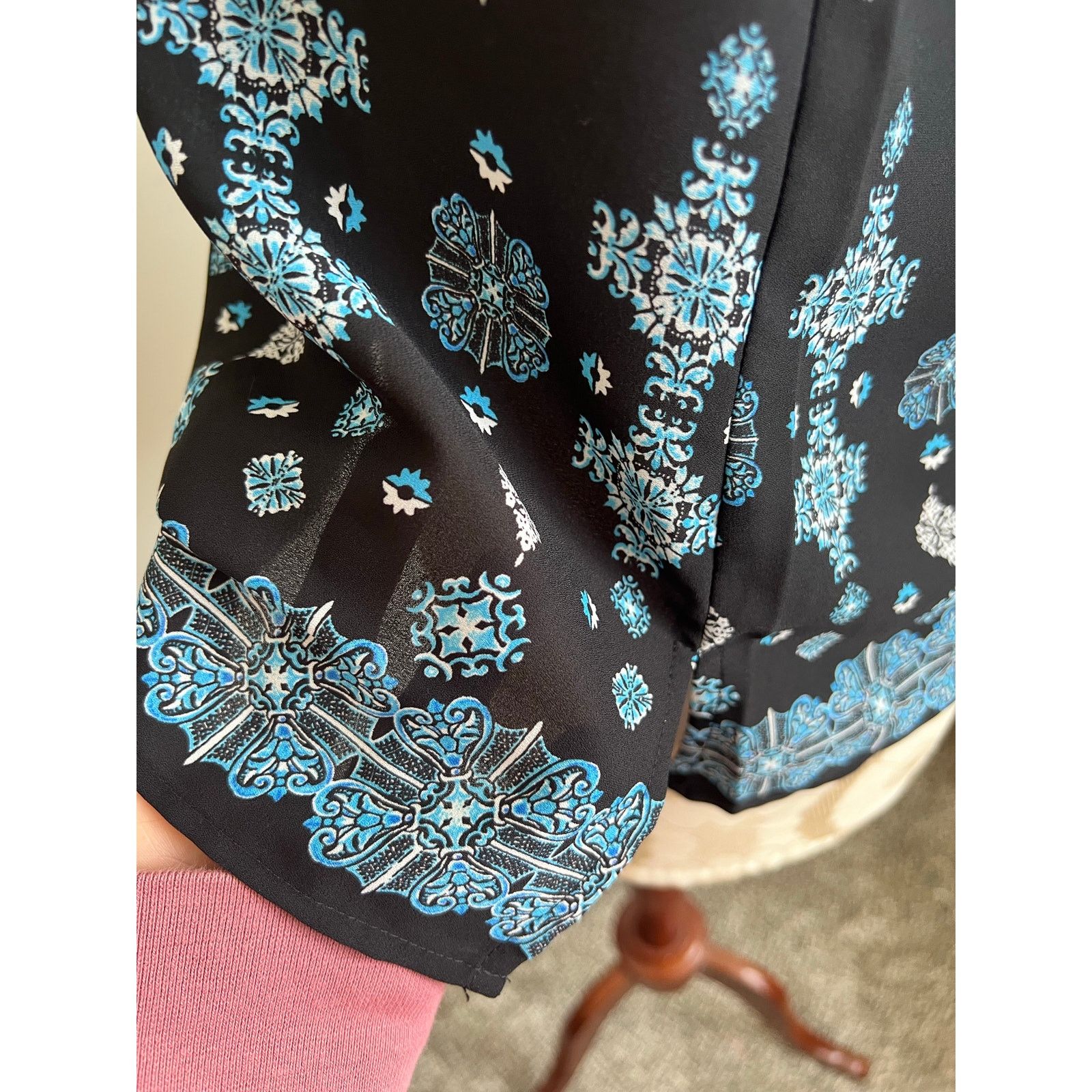 Ann Taylor Ann Taylor Womens Sheer Printed Sleeveless Blouse Petite XS Size XS / US 0-2 / IT 36-38 - 5 Thumbnail