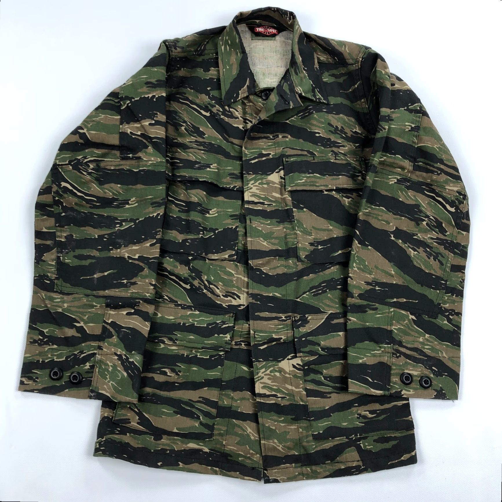 Vintage TRU-SPEC Coat Shirt Mens XS Tiger Stripe Camo Canvas Military Jacket Size US XS / EU 42 / 0 - 2 Thumbnail
