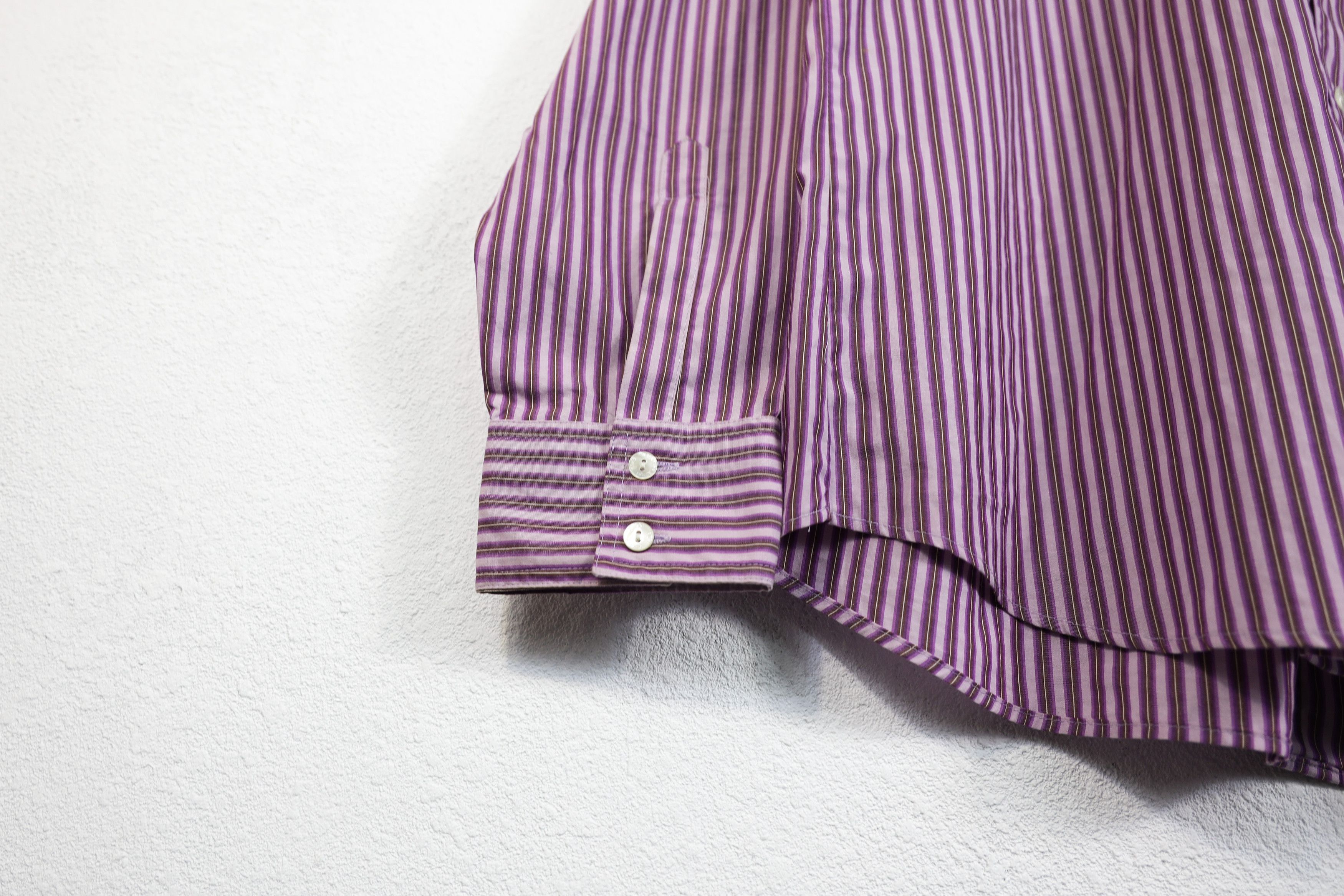 Dolce & Gabbana Dolce & Gabbana Pocket Logo Tab Purple Striped Shirt L Size US L / EU 52-54 / 3 - 5 Thumbnail