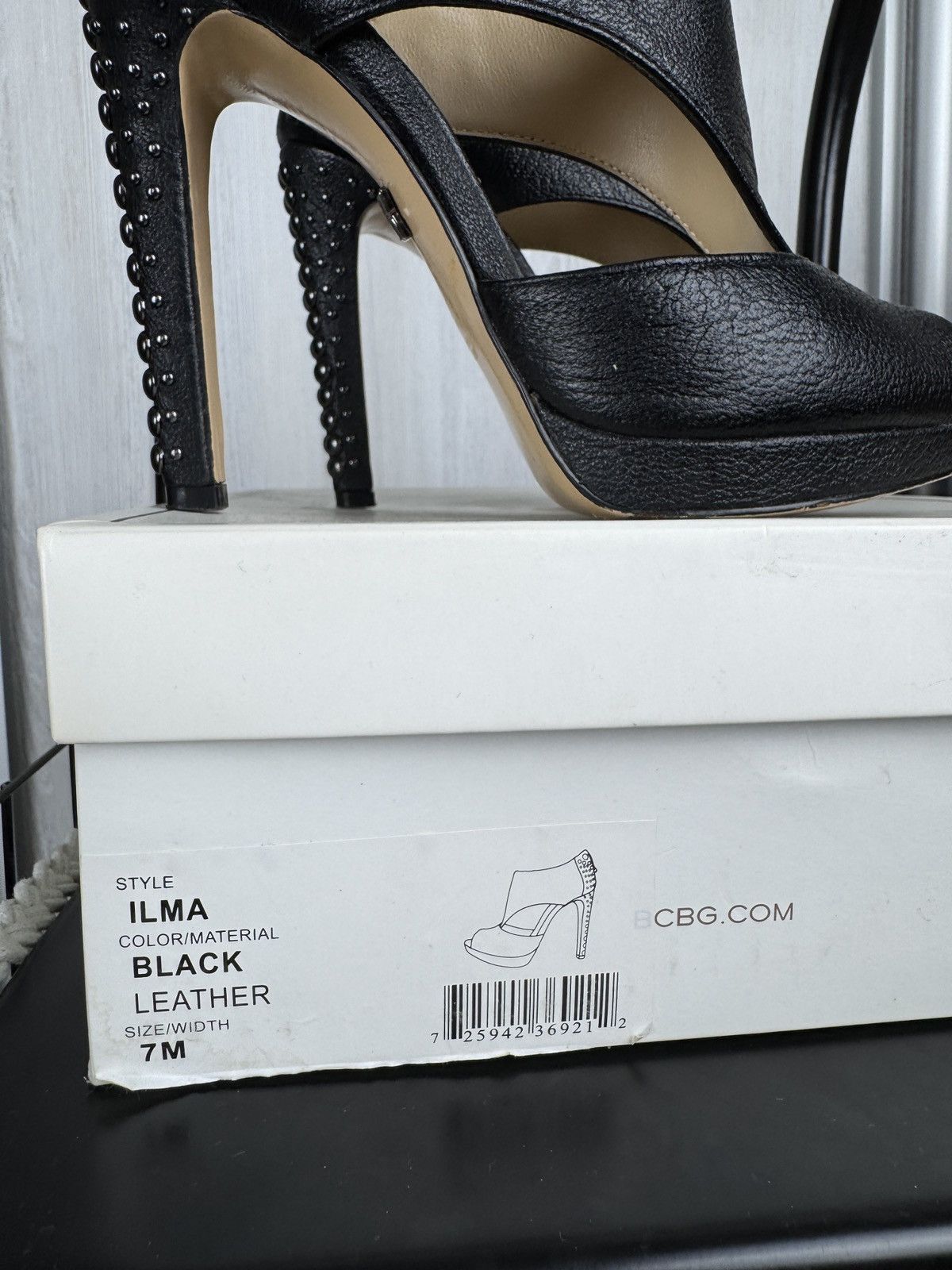 Bcbgmaxazria × Genuine Leather BCBG MaxAzria ILMA Black leather Heels Size US 7 / IT 37 - 2 Thumbnail