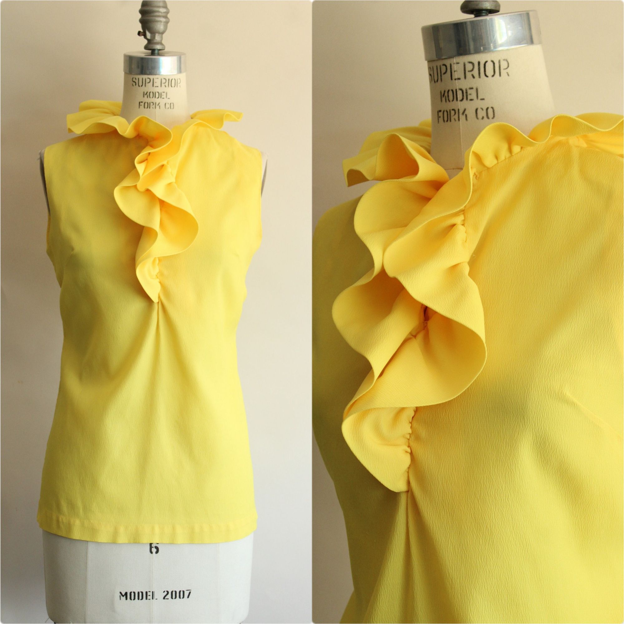 Vintage Vintage 1960s Blouse, Teddi of California Yellow Ruffle Coll Size M / US 6-8 / IT 42-44 - 1 Thumbnail