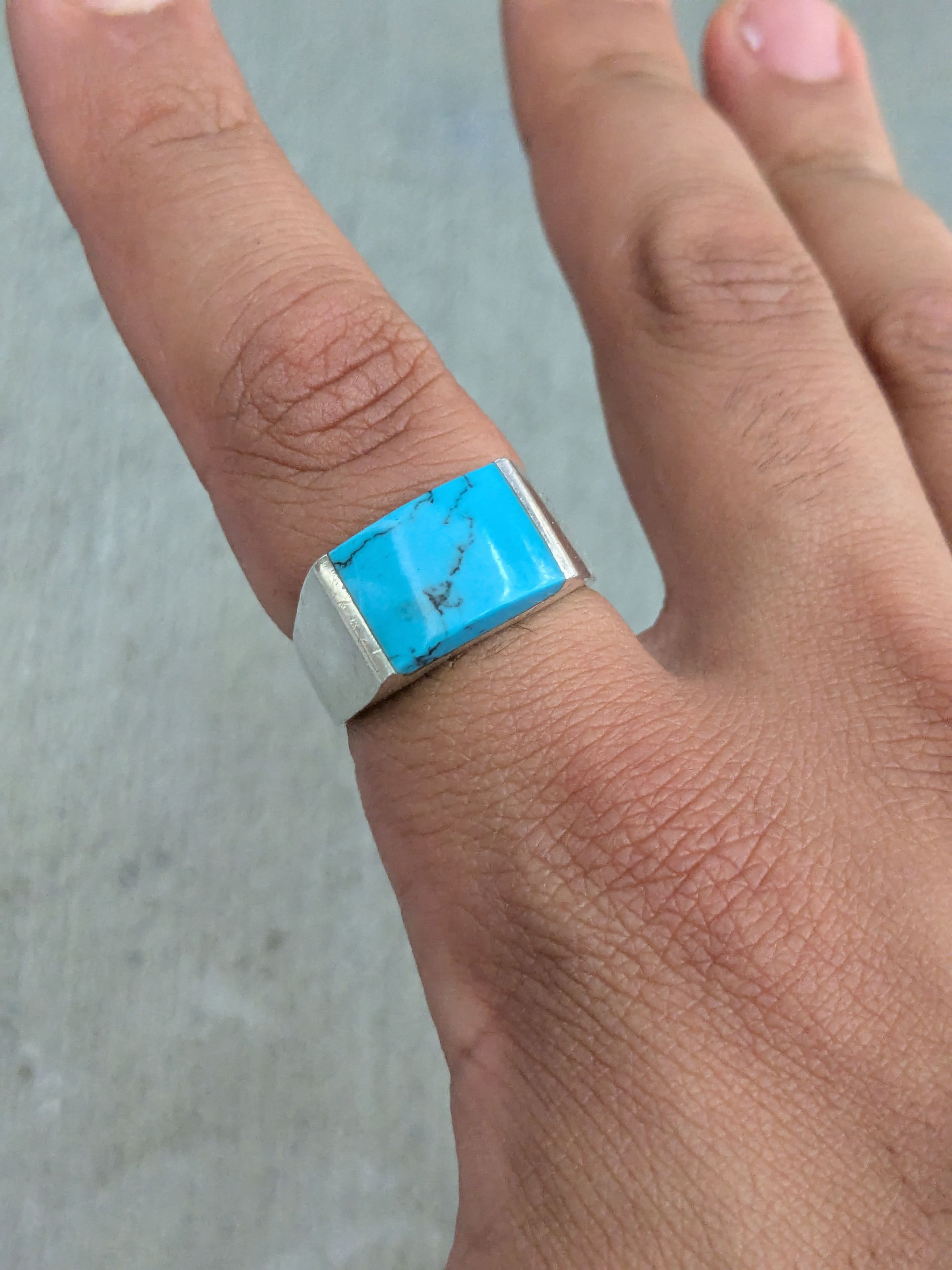 Vintage Vintage Sterling Silver Ring Blue Howlite Taxco 10 Turquoise Size ONE SIZE - 10 Thumbnail