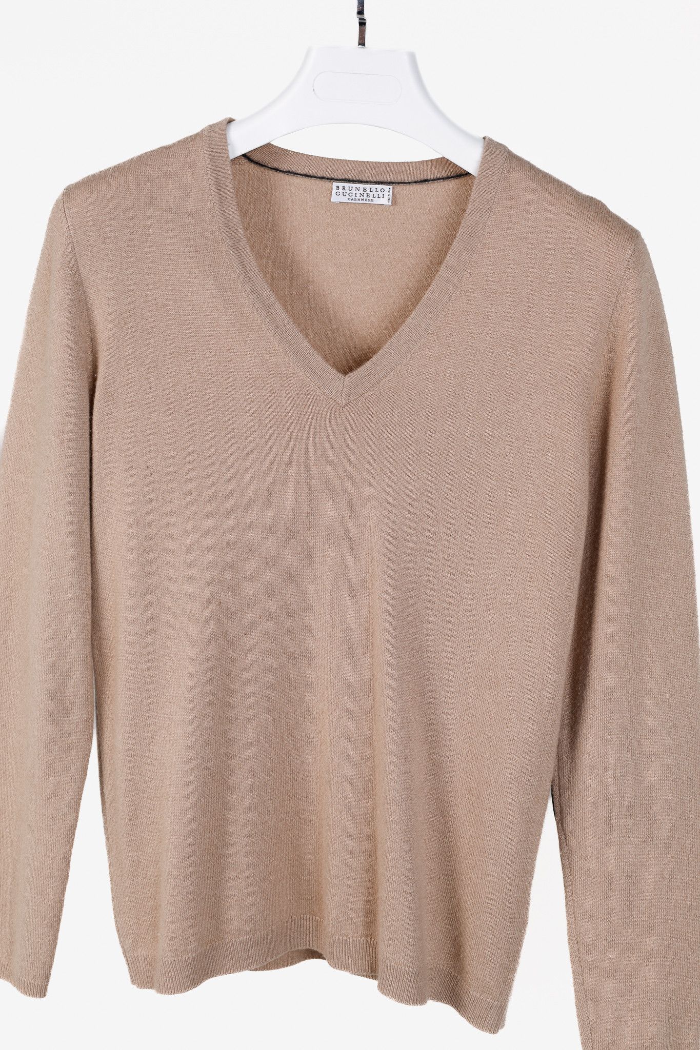 Brunello Cucinelli Brunello Cucinelli Beige Cashmere Elbow-Patch Sweater Size L / US 10 / IT 46 - 3 Thumbnail