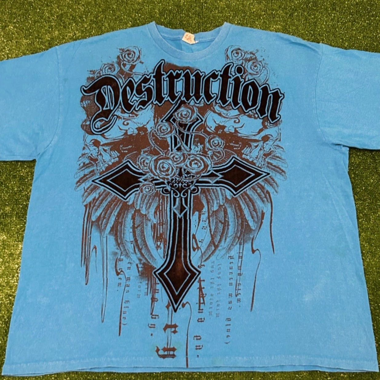 Vintage VINTAGE Destruction MMA Wings Cross Grunge Punk Hip Hop VTG Shirt Mens 2XL Blue Shirt Mens XXL Size US XXL / EU 58 / 5 - 3 Thumbnail