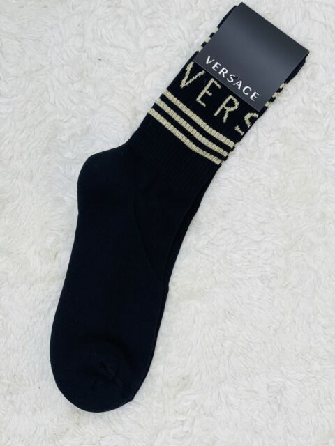 Versace Versace 90S VINTAGE LOGO SOCKS BLACK/GOLD SIZE MEDIUM NWT Size ONE SIZE - 5 Thumbnail