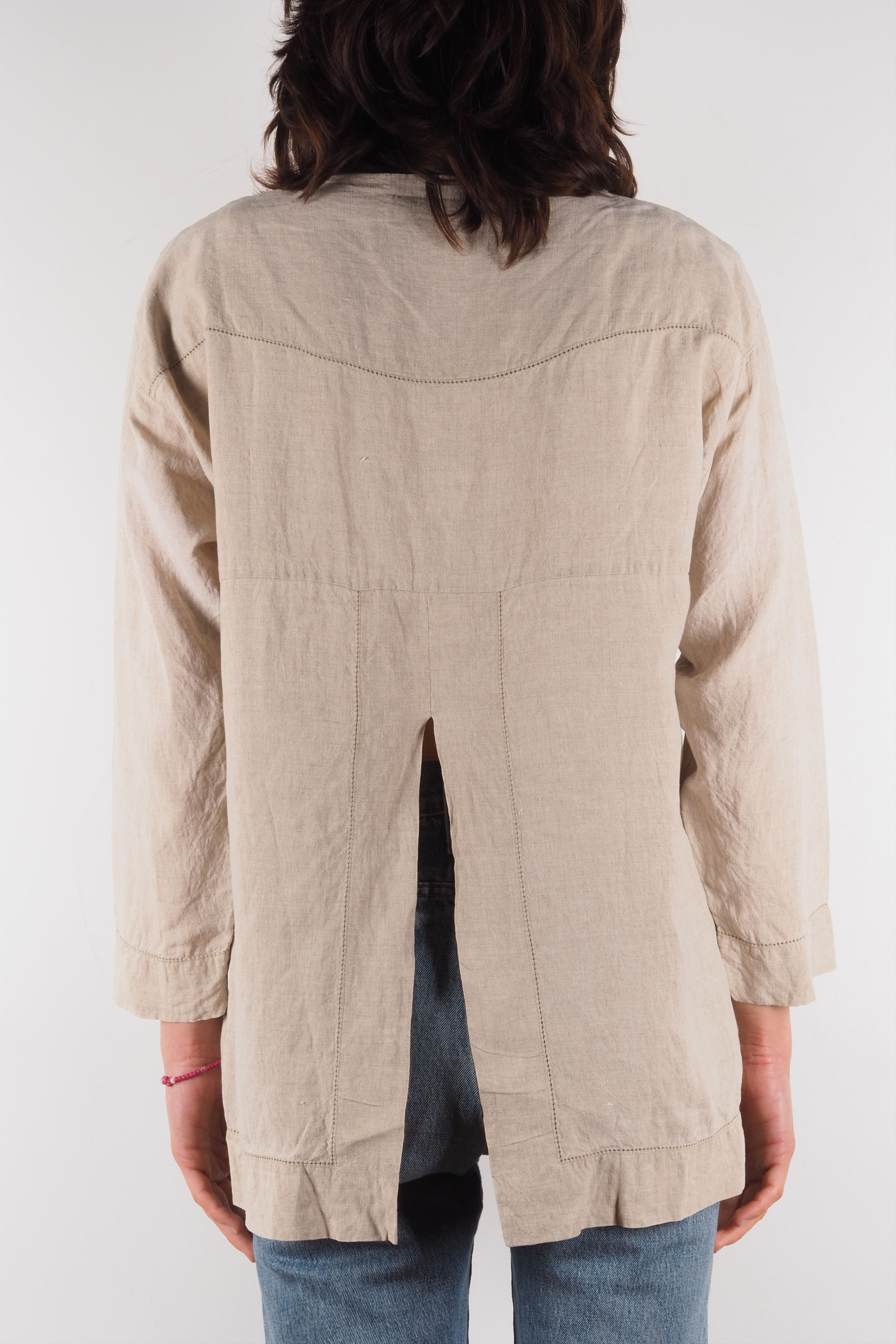 Issey Miyake Issey Miyake Vintage Beige Linen 3/4 Sleeve Blouse Top Size S / US 4 / IT 40 - 3 Thumbnail
