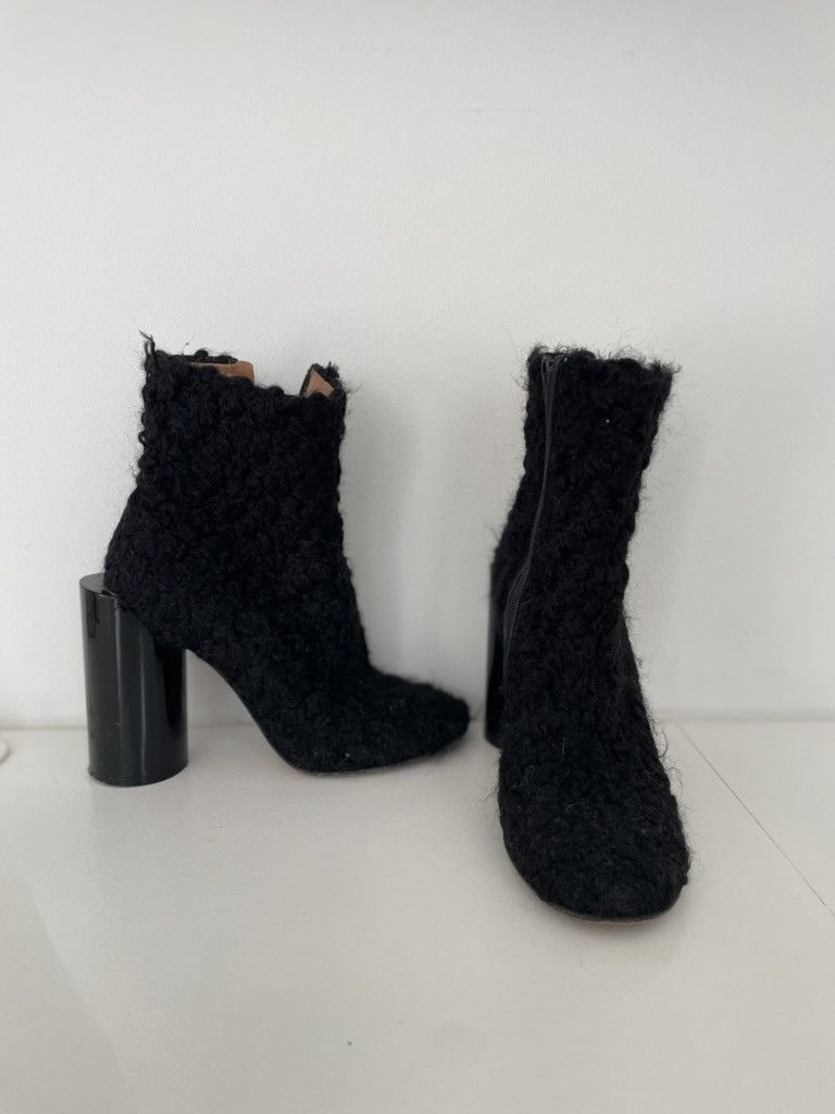 image of Maison Margiela Shearling Heel Shoesed Boots in Black, Women's (Size 7)