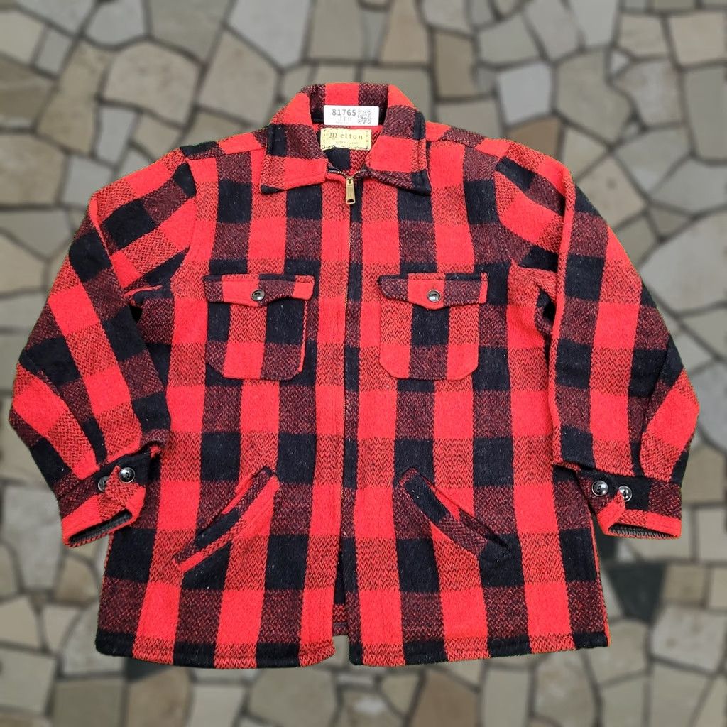 Vintage VINTAGE Melton Buffalo Plaid Wool Hunting Jacket Medium Mens Talon Zip USA 50s Mackinaw Cruiser Shacket Size US M / EU 48-50 / 2 - 1 Thumbnail