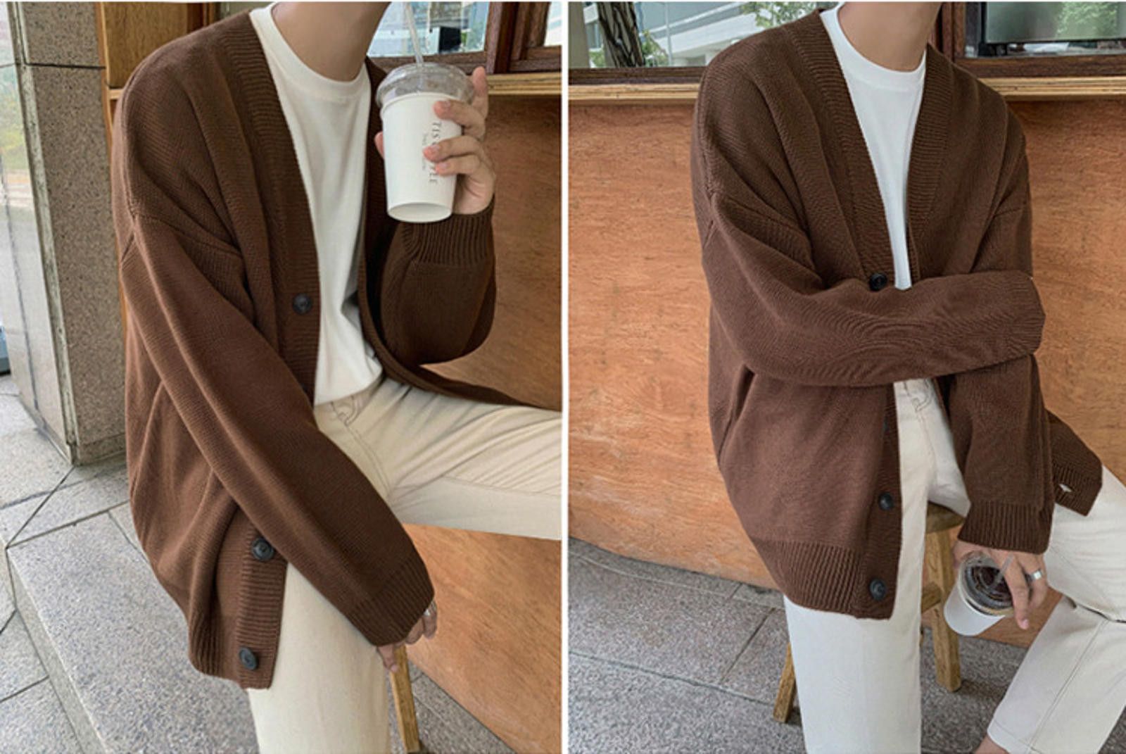 Vintage Brown Button Up Knit Cardigan Sweater Size US L / EU 52-54 / 3 - 5 Thumbnail