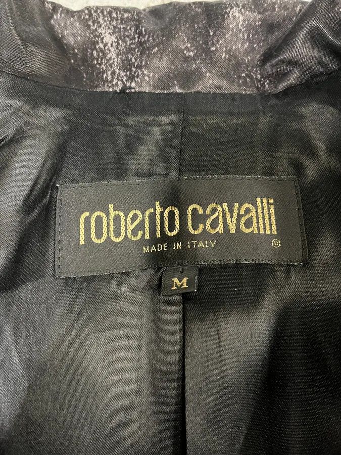 Roberto Cavalli Roberto Cavalli Silver Paint Black Suit & Skirt Set Size M / US 6-8 / IT 42-44 - 7 Thumbnail